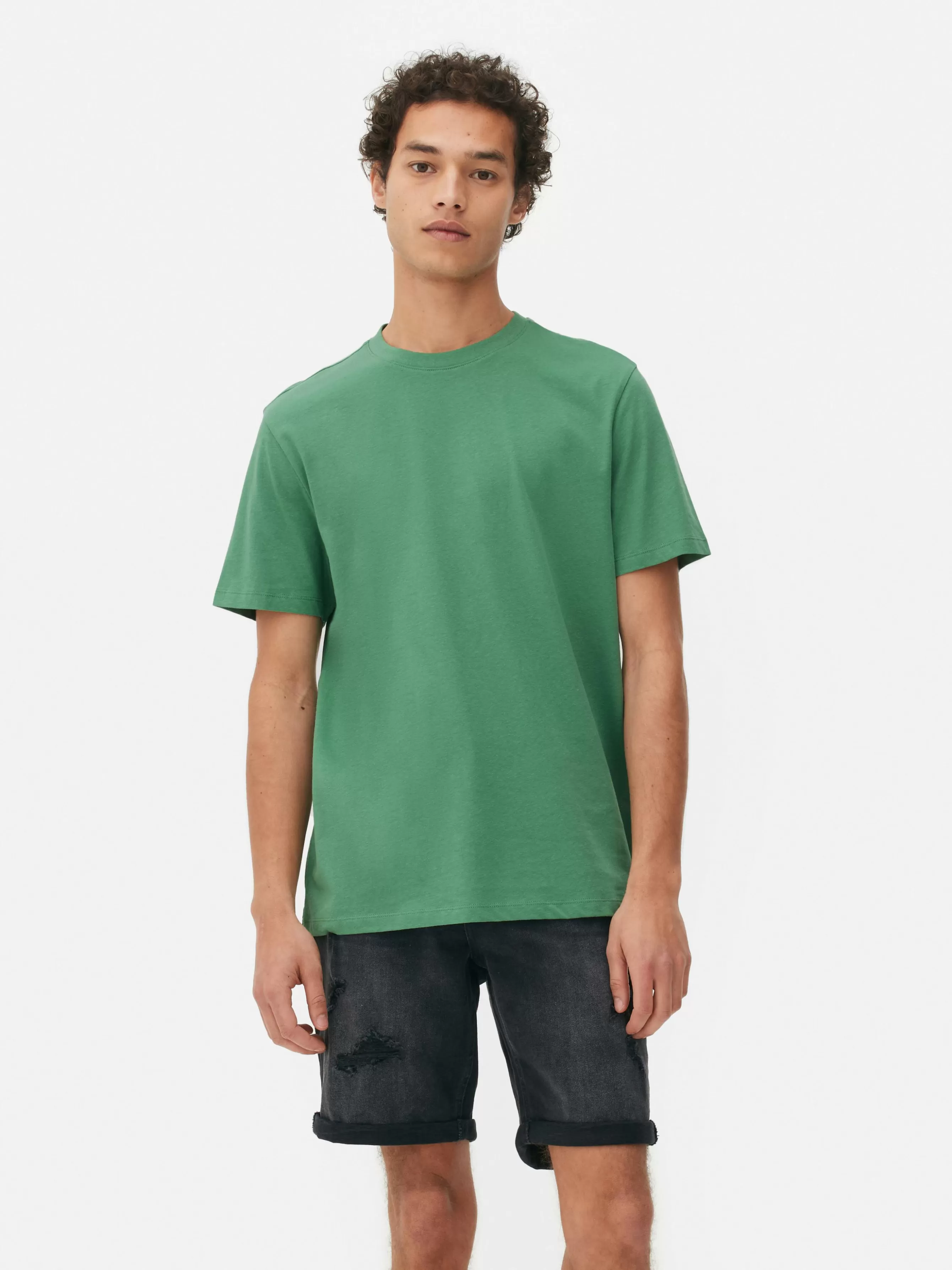 Clearance Primark T-shirt à Col Ras-du-cou Coupe Regular Vert