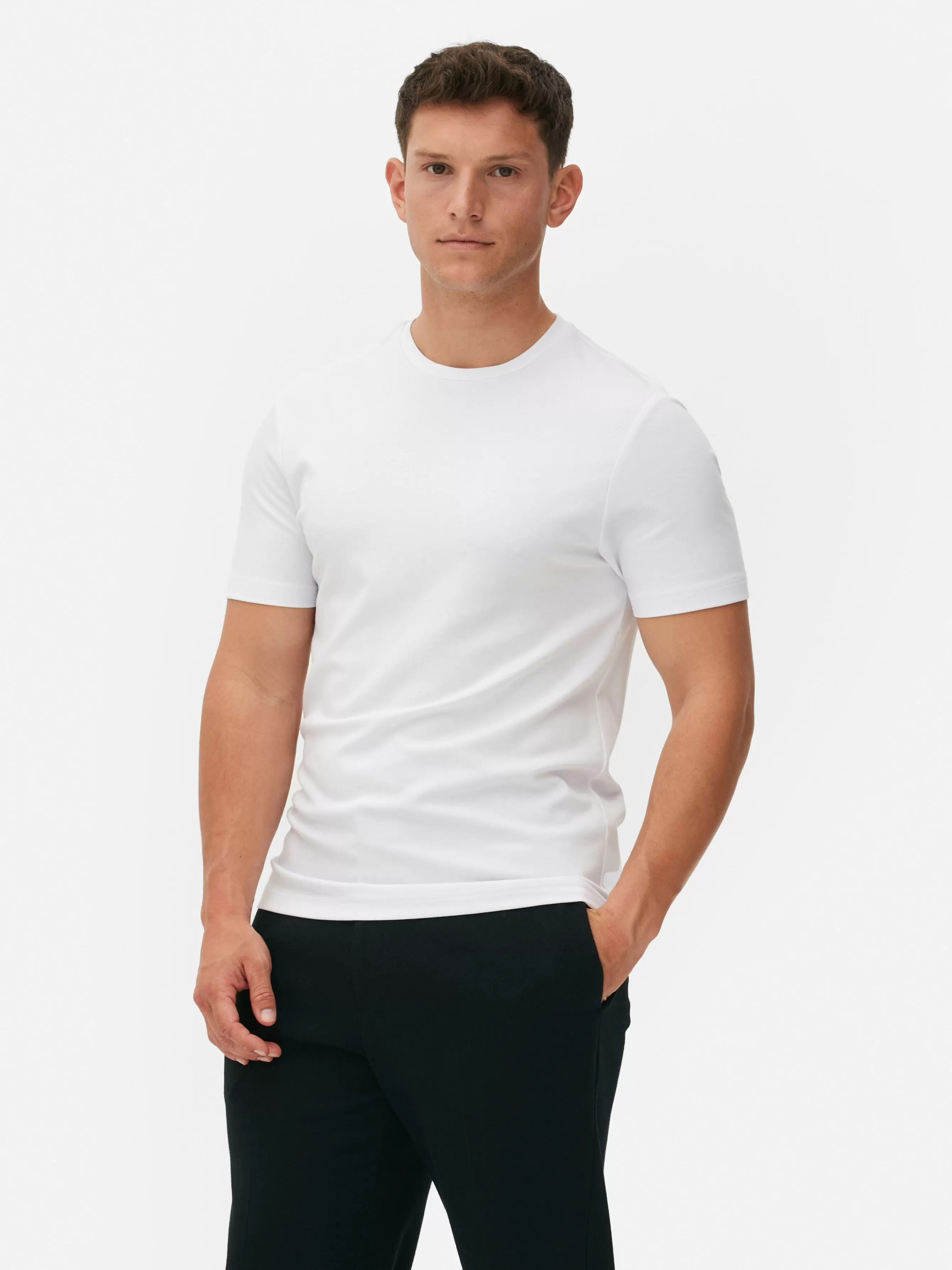 Clearance Primark T-shirt à Col Ras-du-cou Kem Blanc