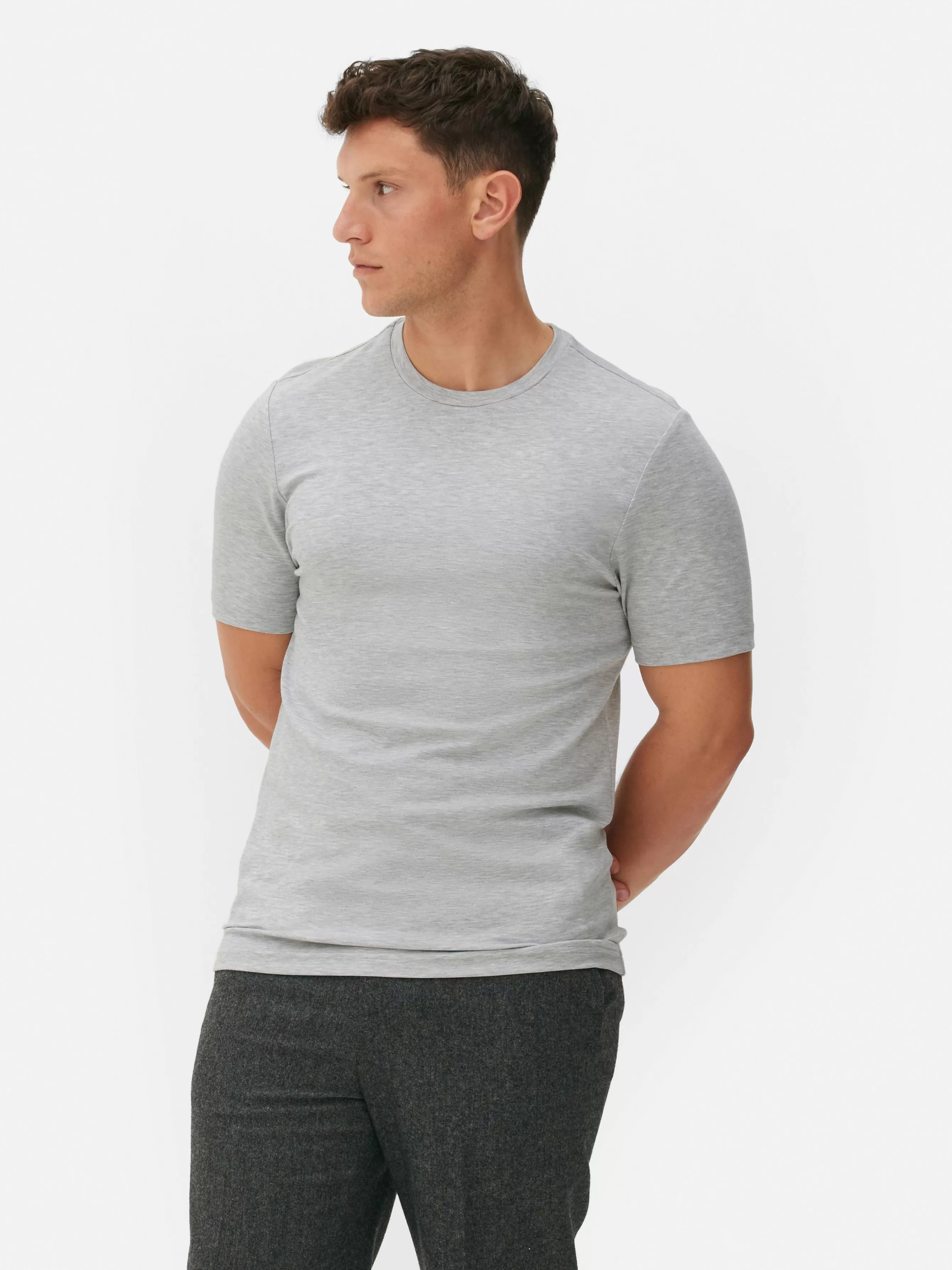 Clearance Primark T-shirt à Col Ras-du-cou Kem Gris