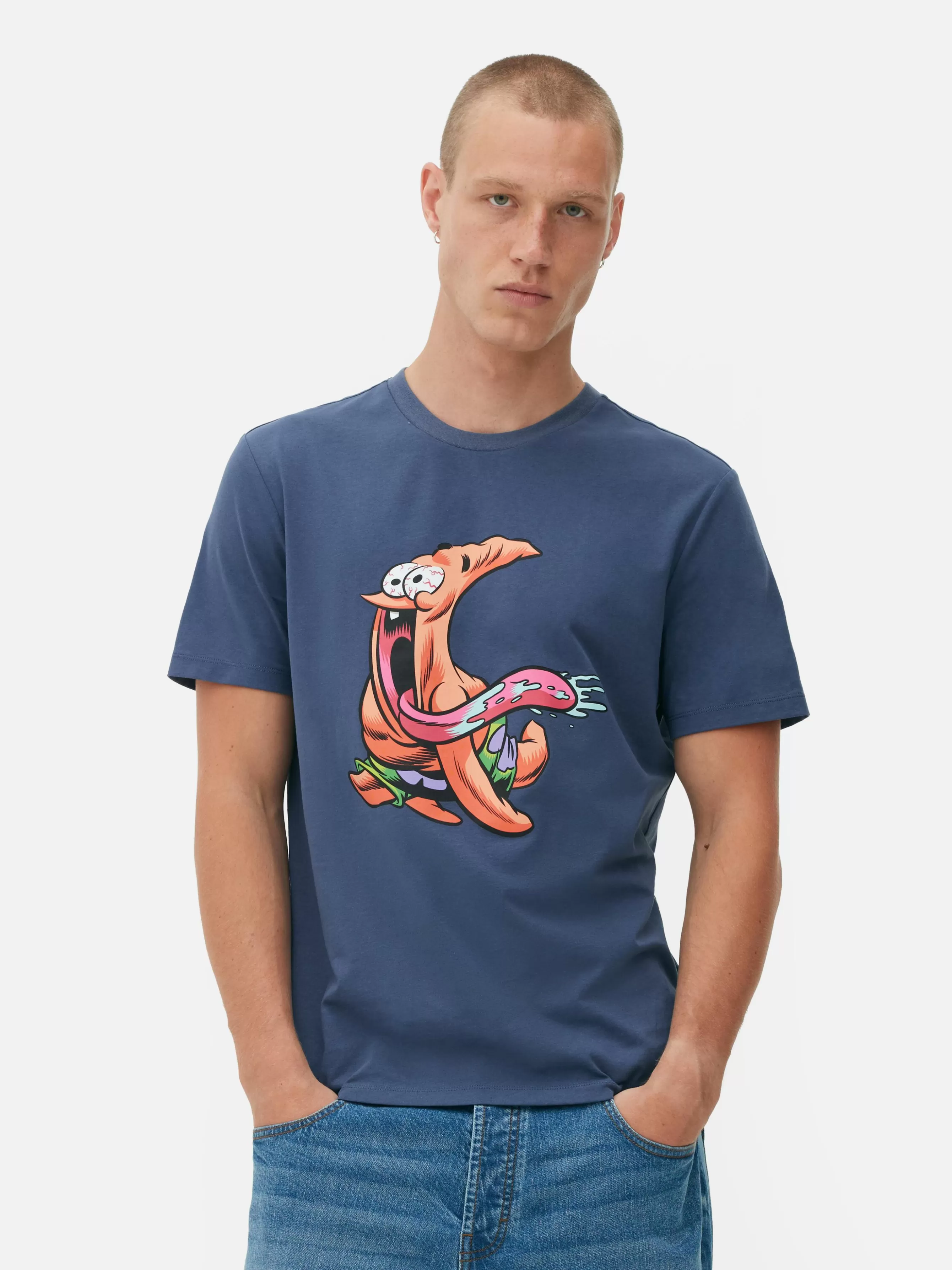 Best Sale Primark T-shirt à Imprimé Bob L'éponge Patrick Bleu marine