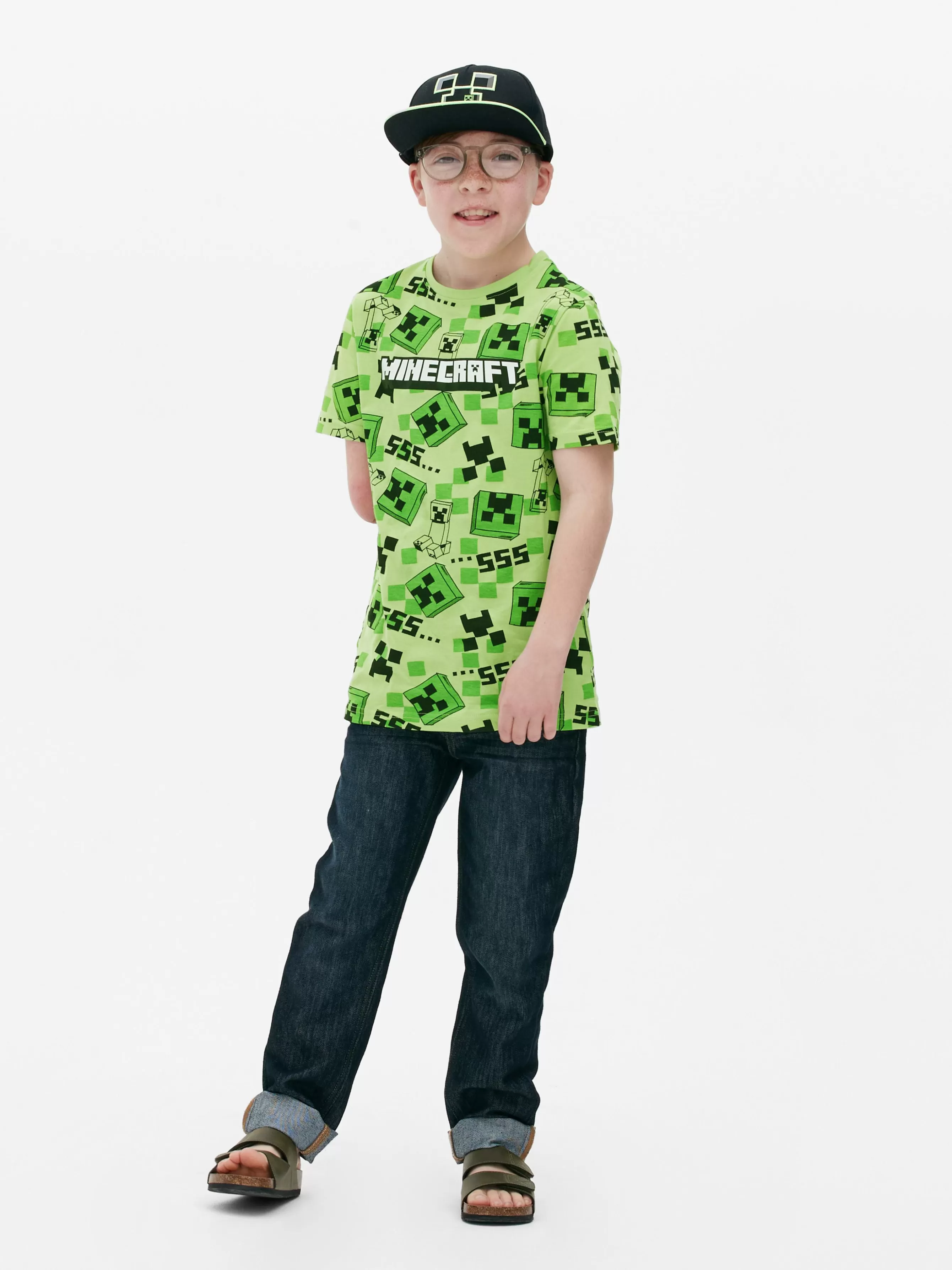 Best Sale Primark T-shirt à Imprimé Minecraft Creeper Vert