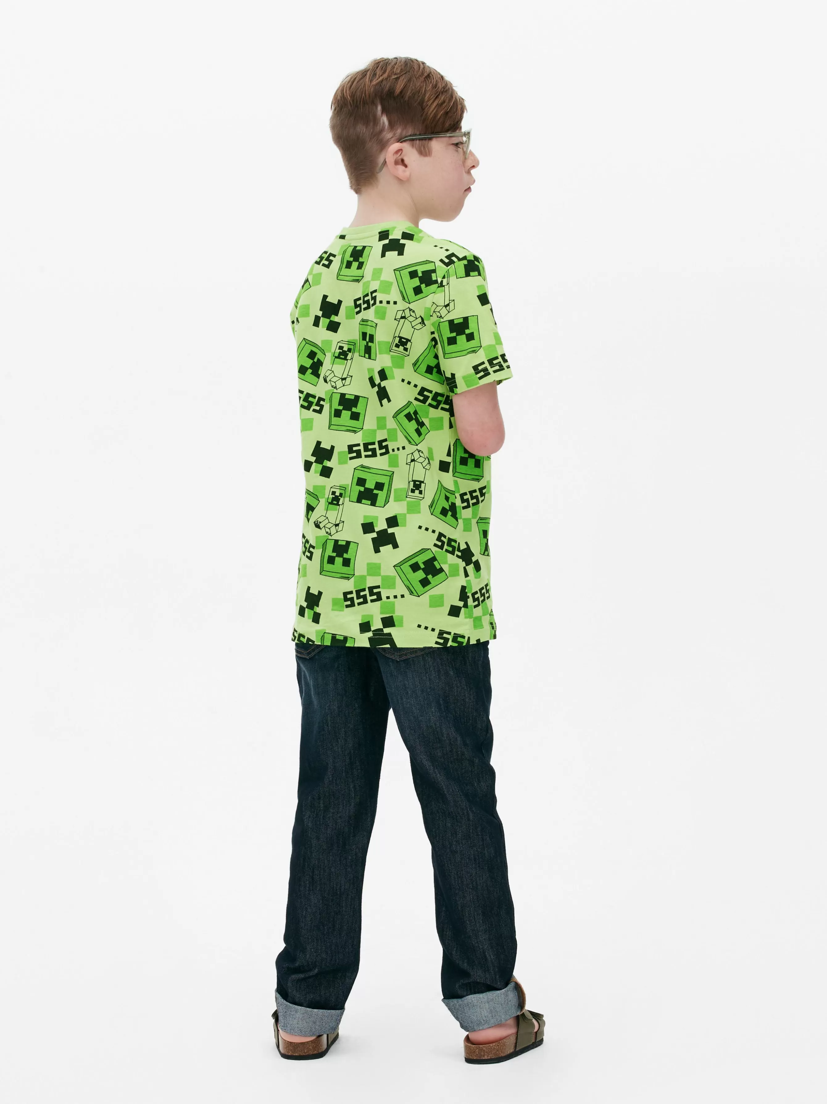 Best Sale Primark T-shirt à Imprimé Minecraft Creeper Vert