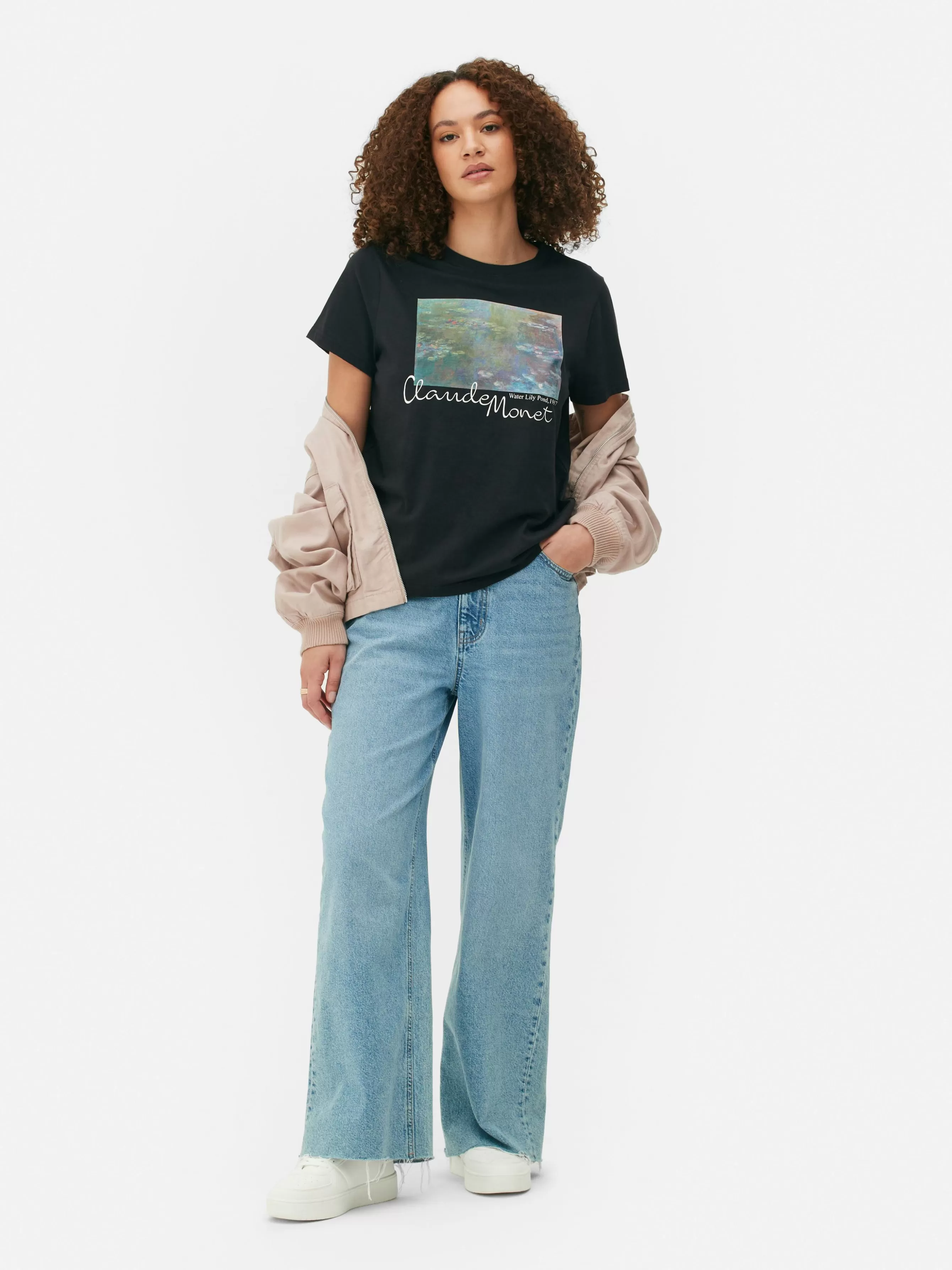 Store Primark T-shirt à Manches Courtes Claude Monet Noir