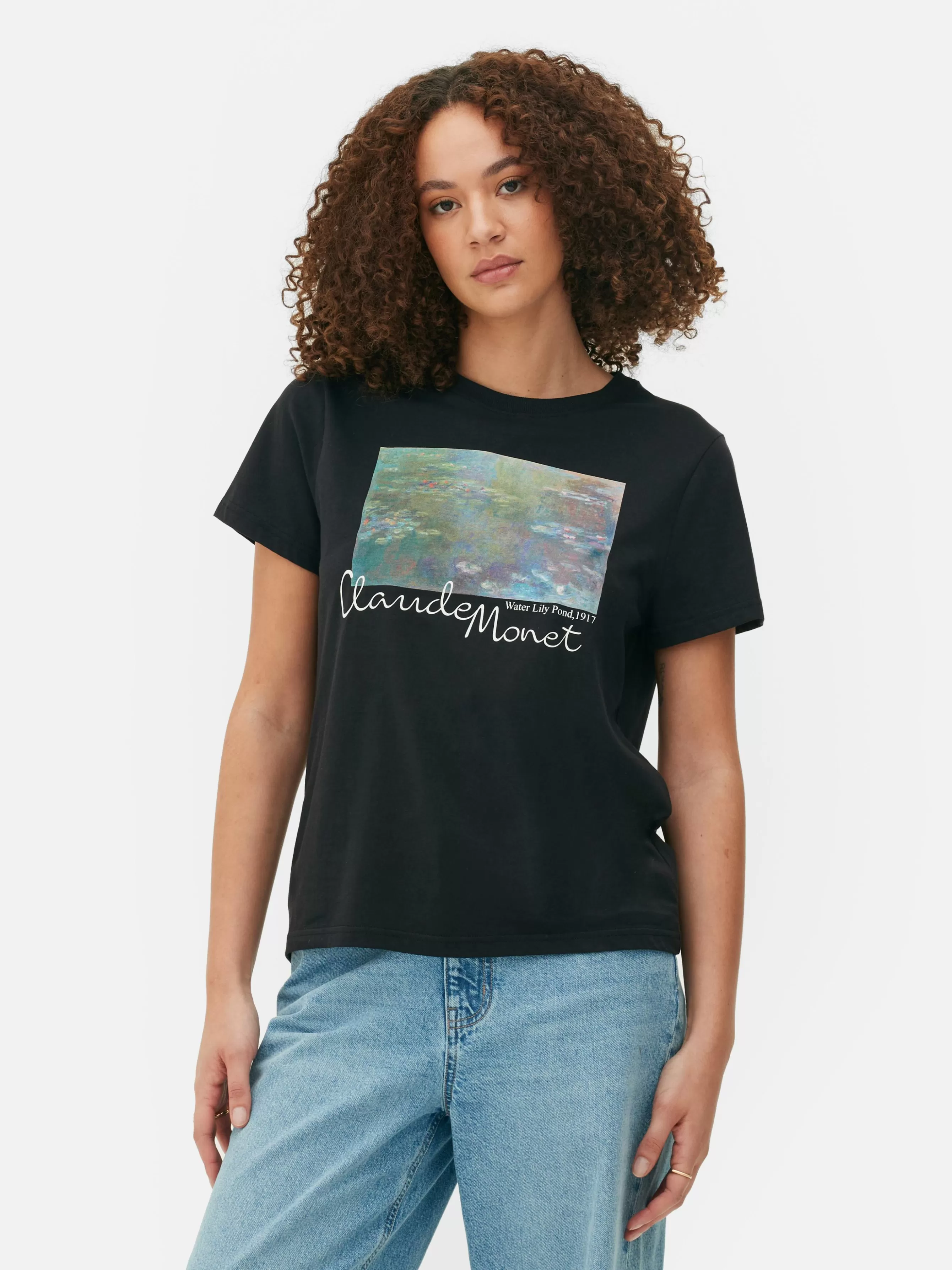 Store Primark T-shirt à Manches Courtes Claude Monet Noir