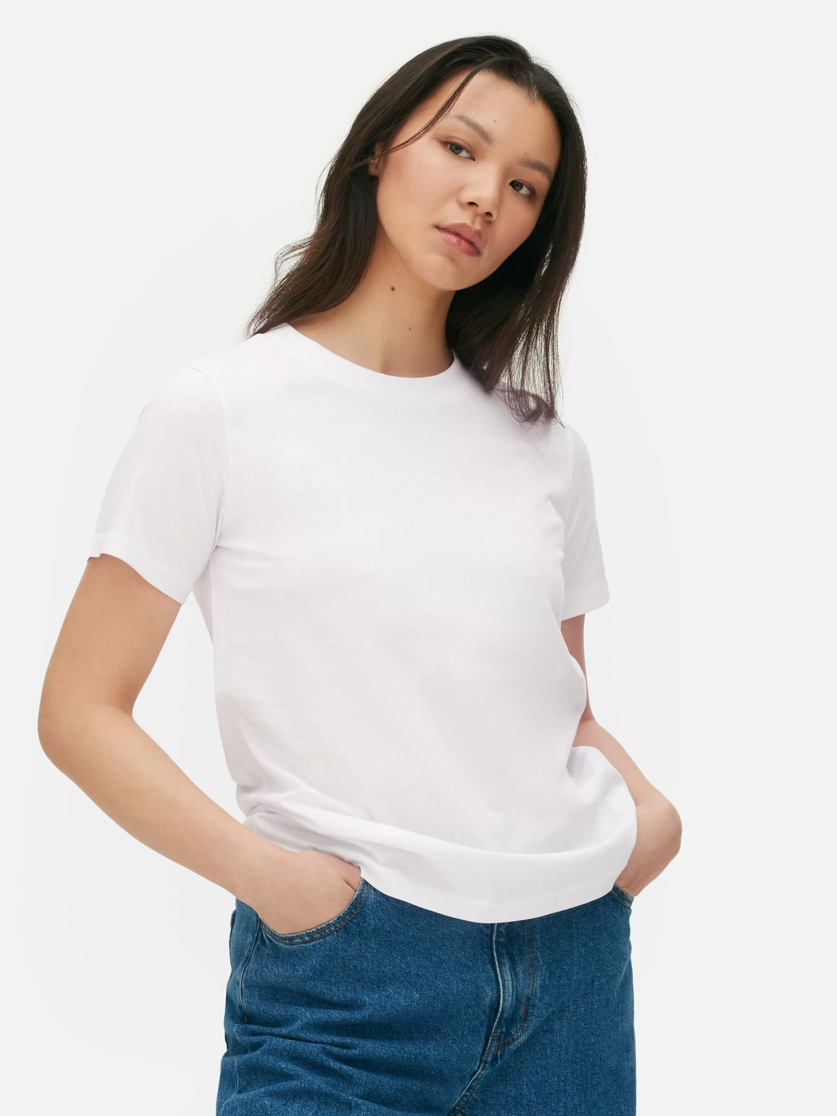 Cheap Primark T-shirt à Manches Courtes En Coton Blanc