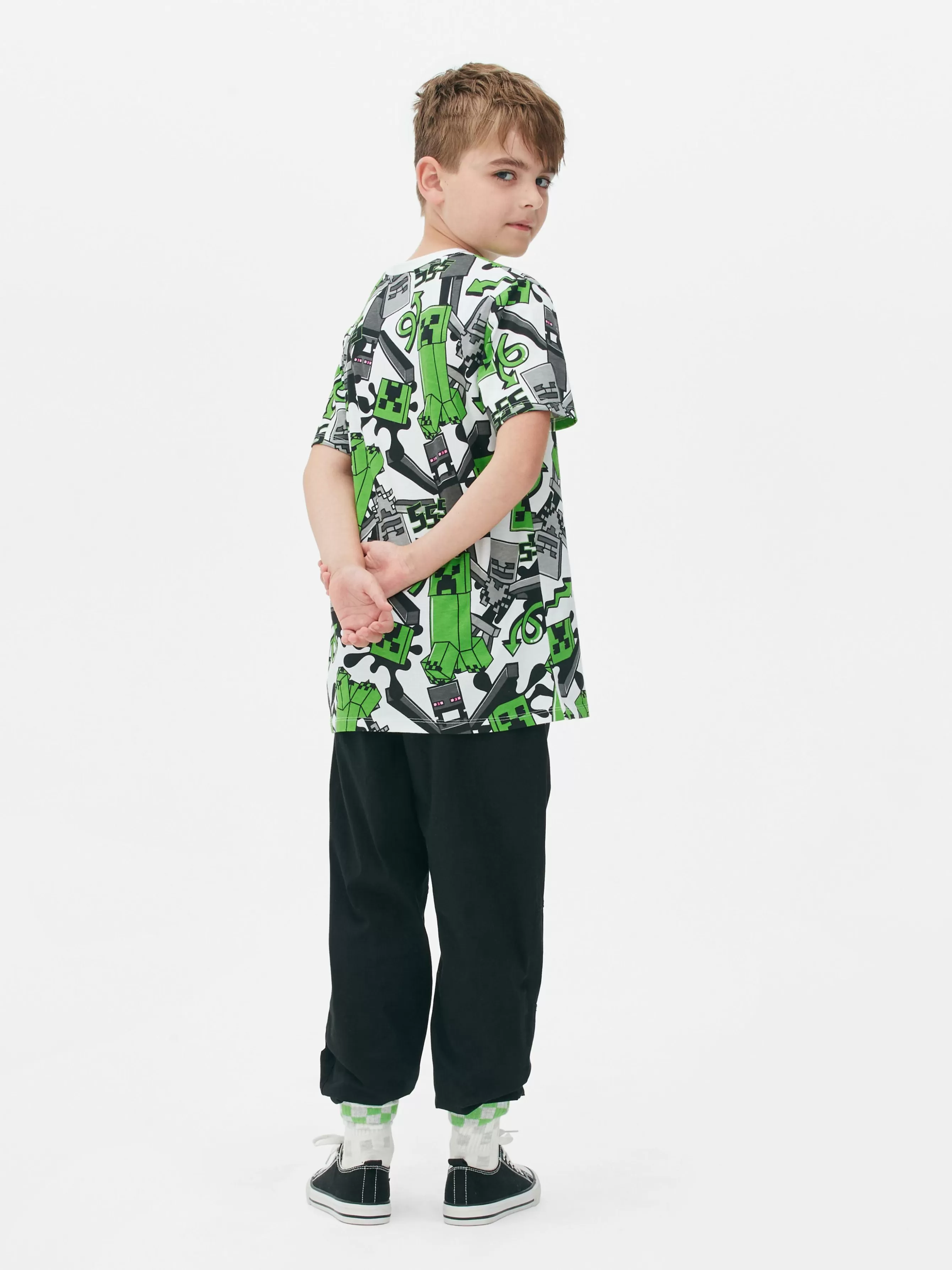 New Primark T-shirt à Motif Minecraft Creeper Multicolore