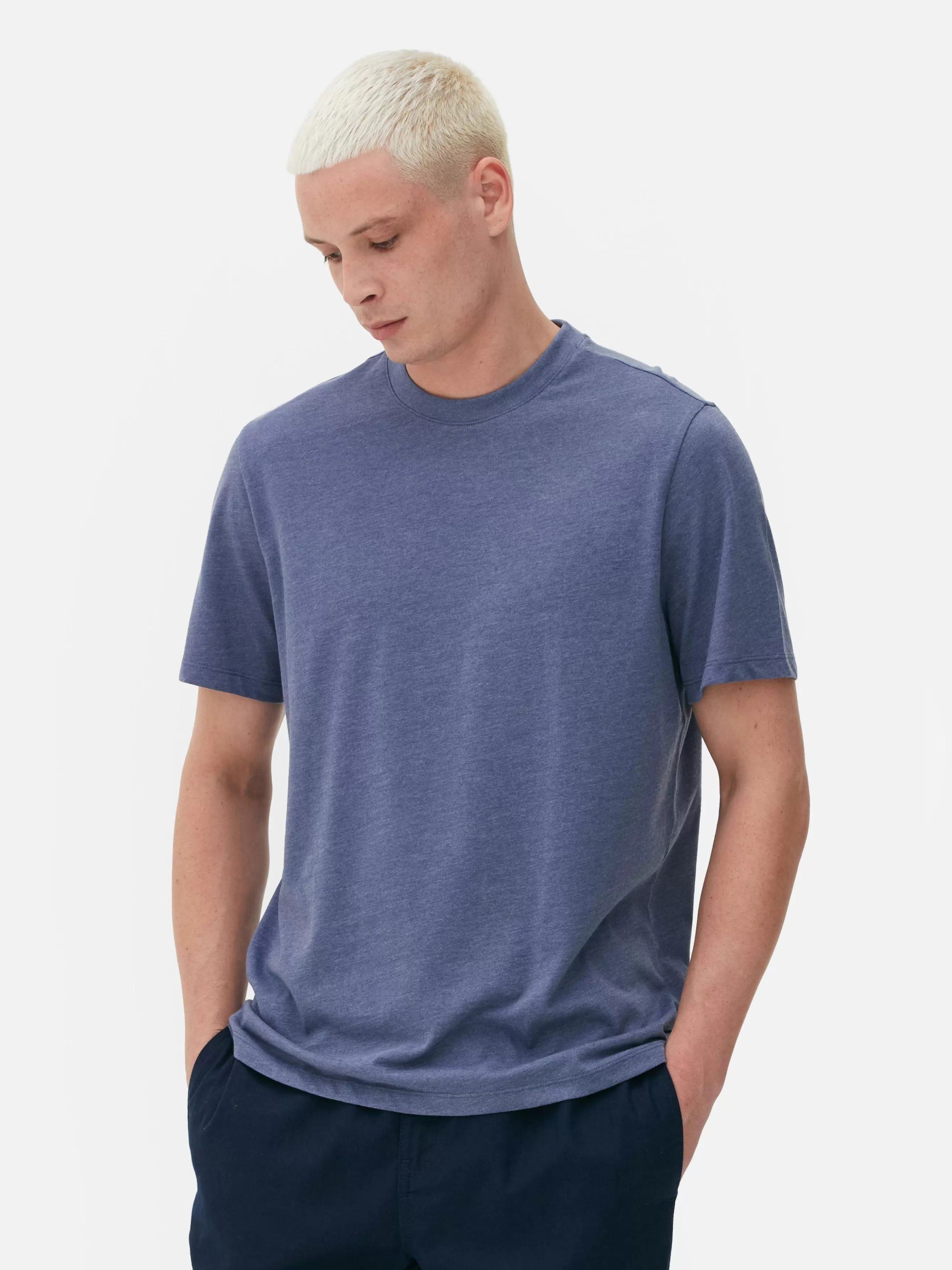 Outlet Primark T-shirt Chiné Coupe Regular Bleu