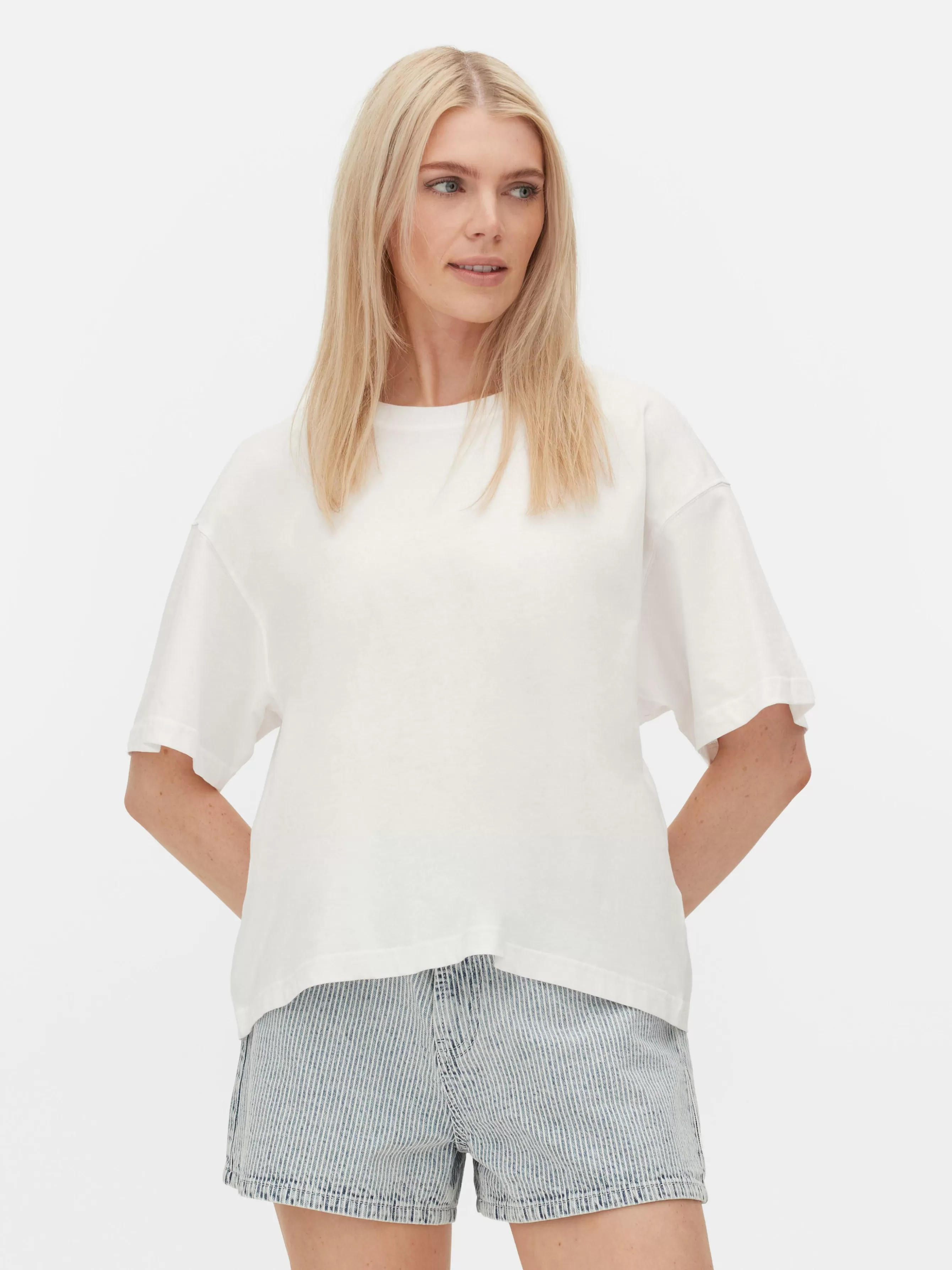 Best Sale Primark T-shirt Coupe Droite Blanc