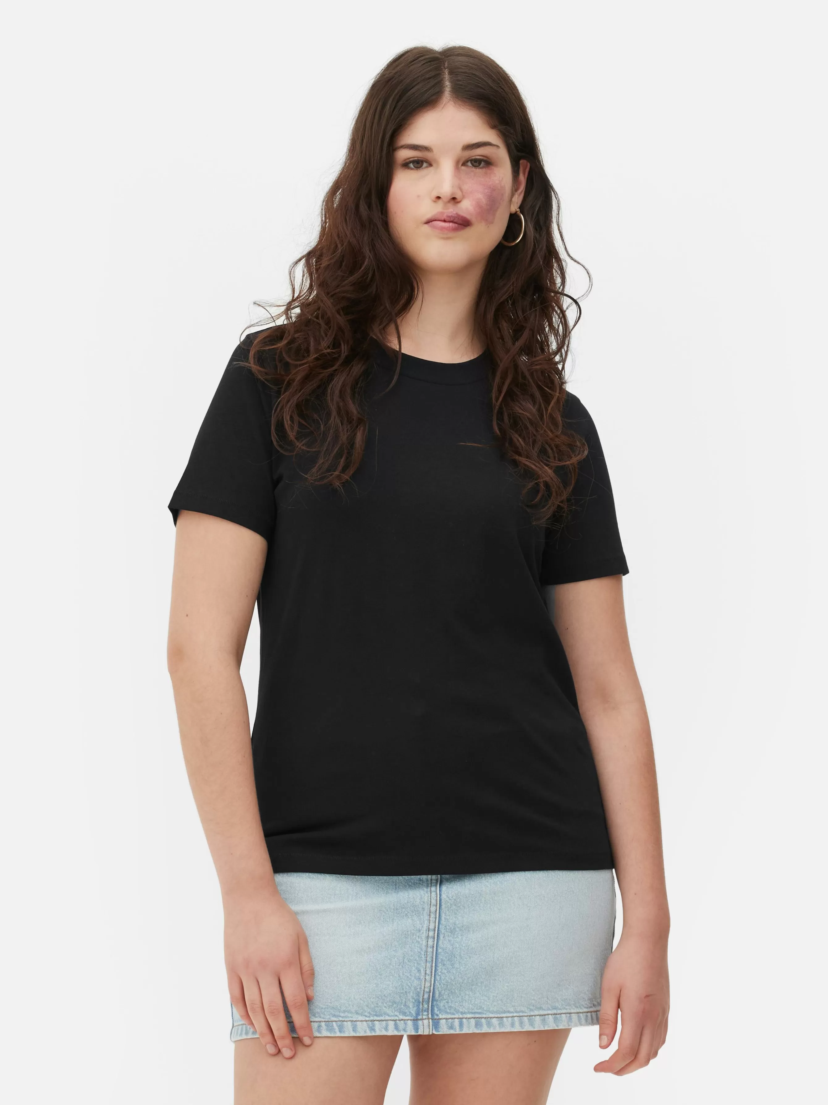 Store Primark T-shirt Coupe Regular à Col Ras Du Cou Noir