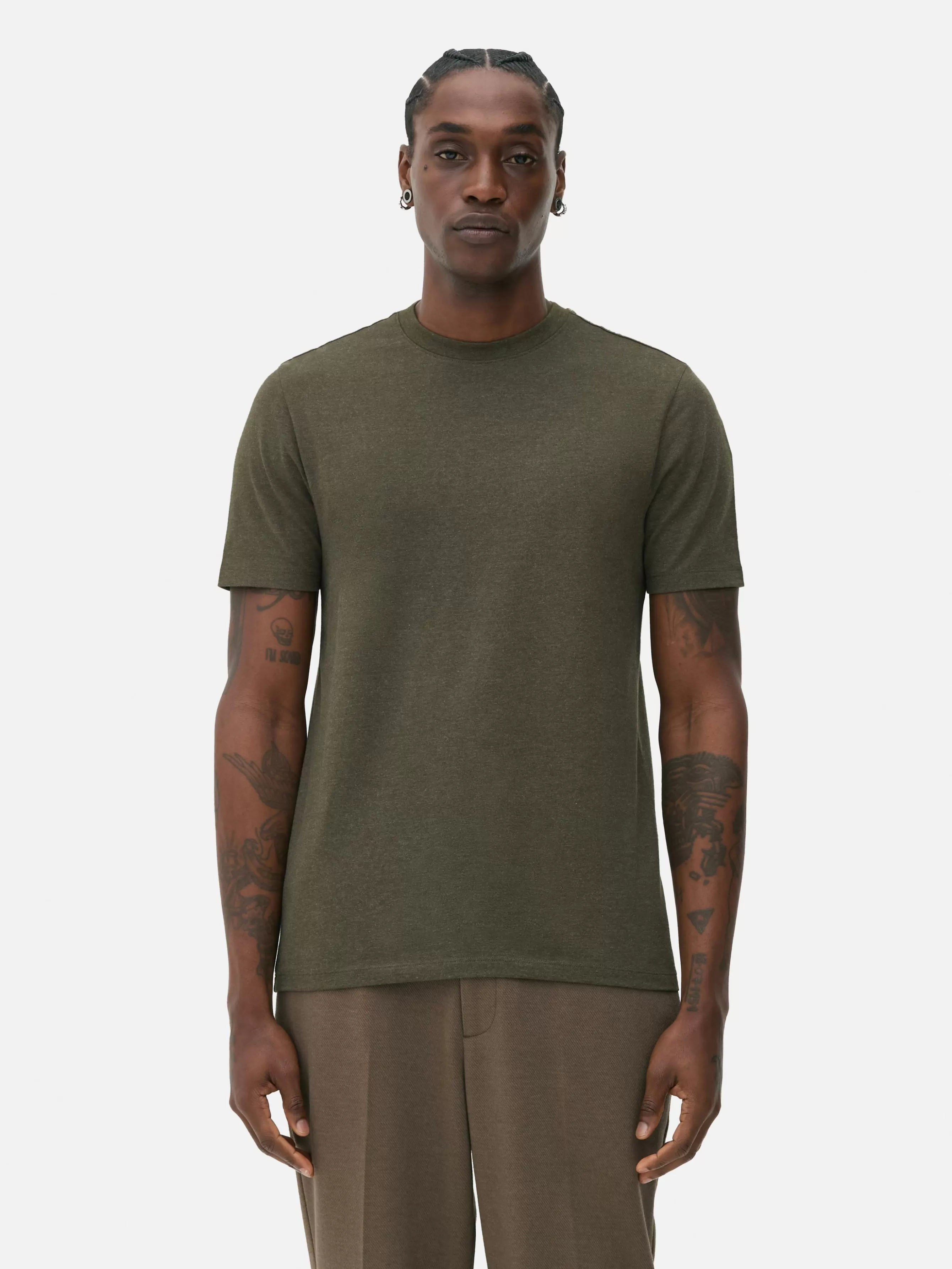 Cheap Primark T-shirt Coupe Slim à Manches Courtes Vert