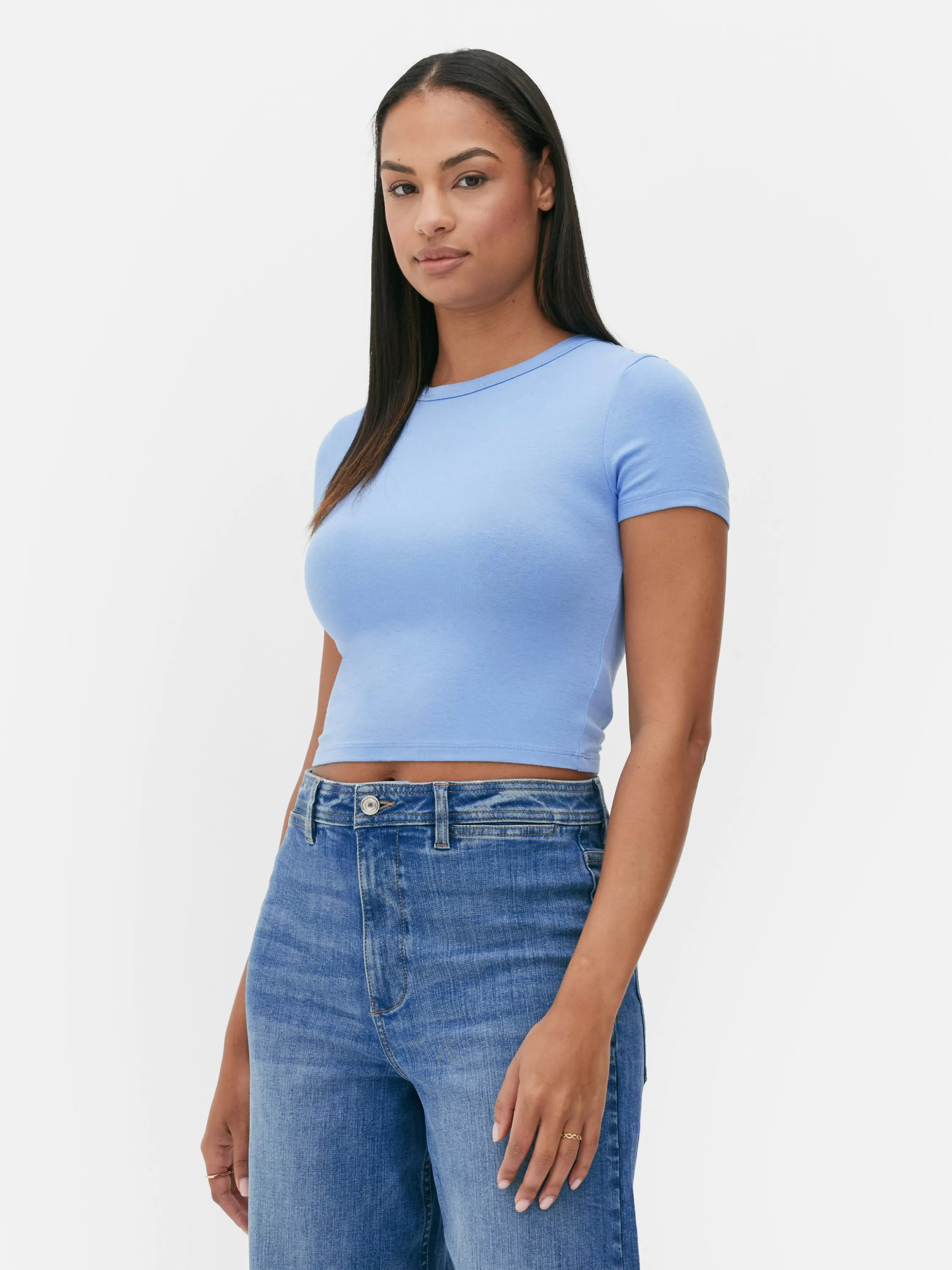 Hot Primark T-shirt Court à Manches Courtes Bleu