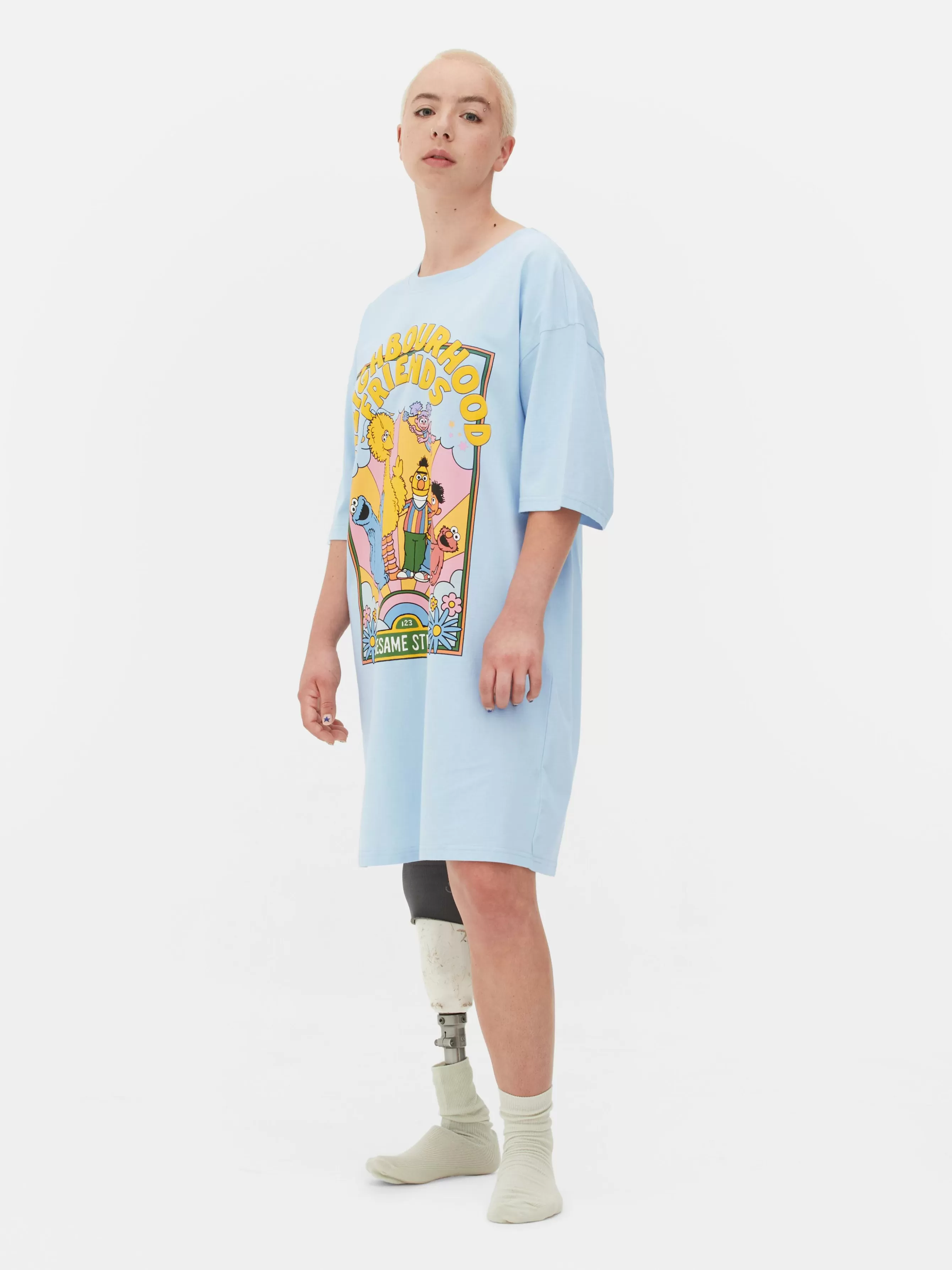 Cheap Primark T-shirt De Nuit Long Oversize 1, Rue Sésame Bleu