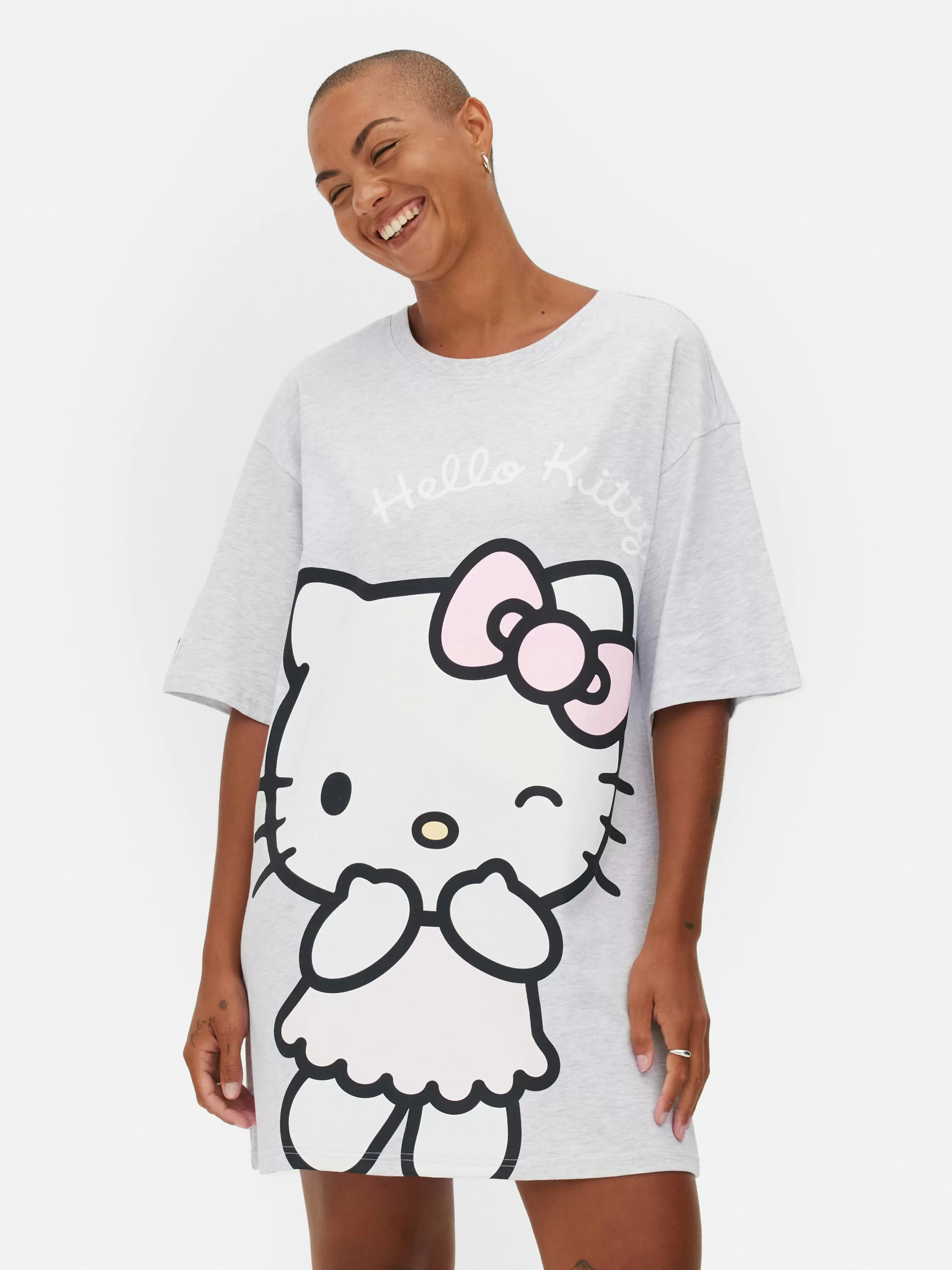 Best Sale Primark T-shirt De Nuit Oversize Hello Kitty Gris chiné