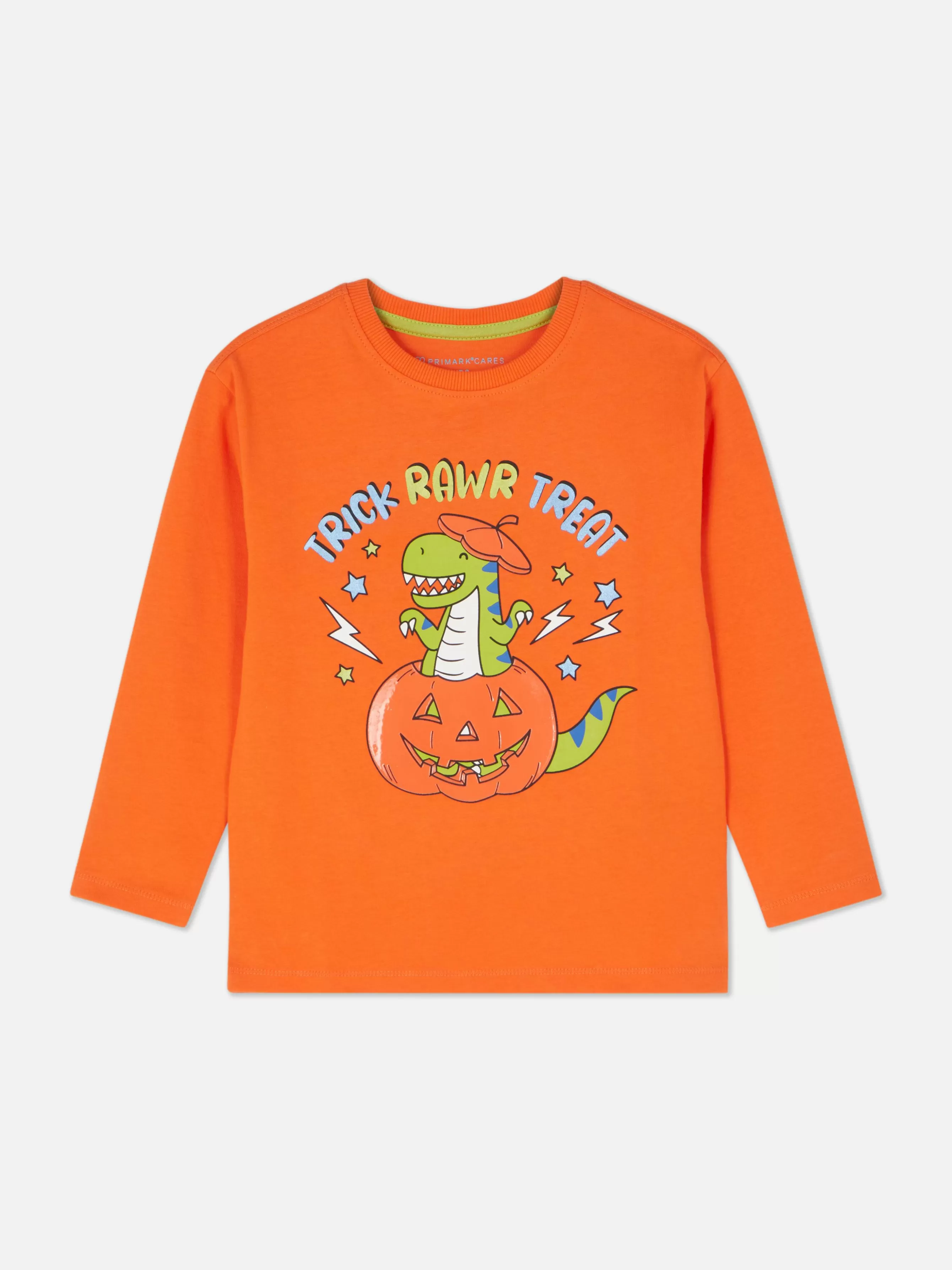 Shop Primark T-shirt D’Halloween à Manches Longues Et Imprimé Dinosaure Orange