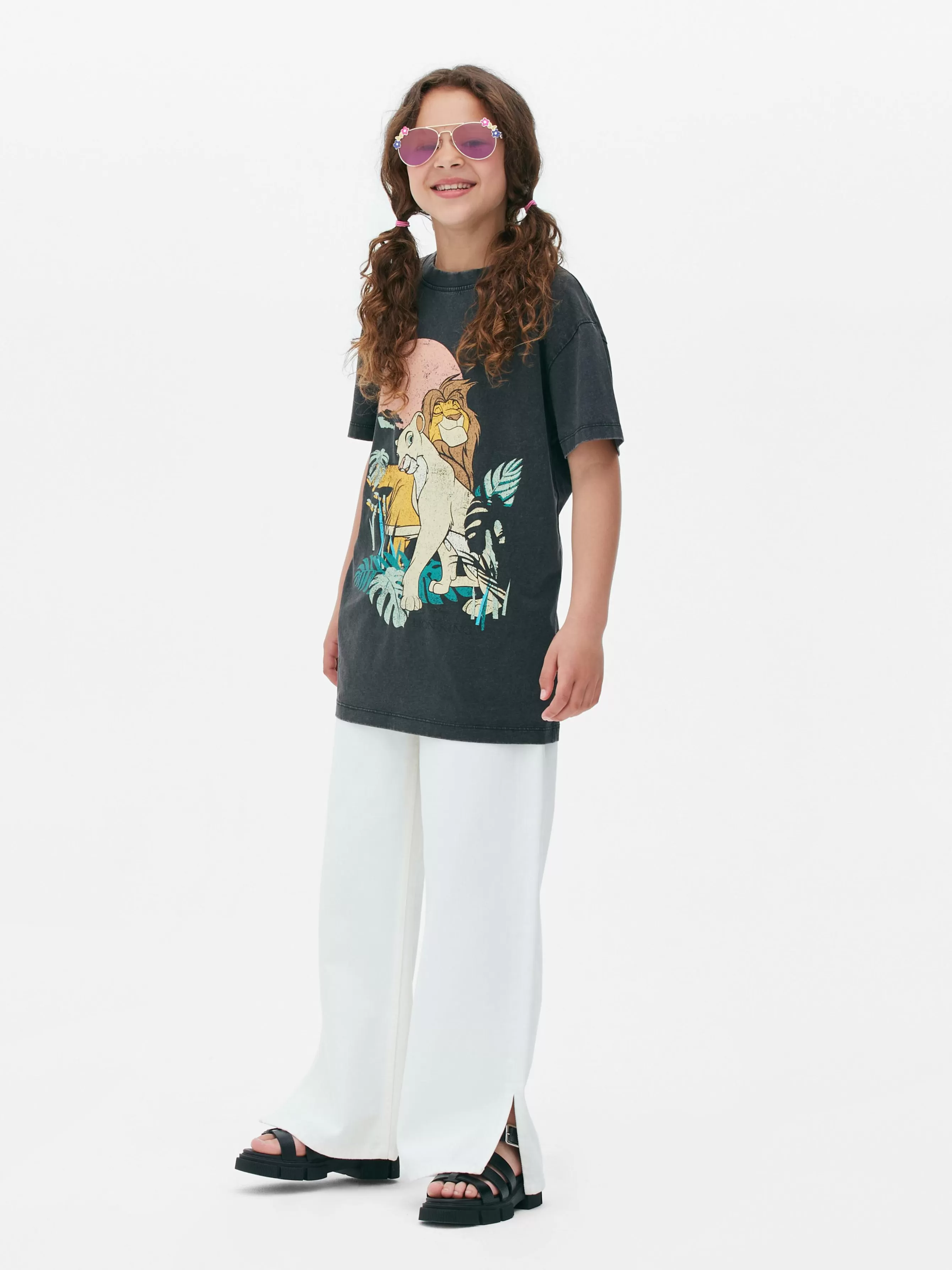 Shop Primark T-shirt Délavé à L'acide Disney Le Roi Lion 30e Anniversaire Anthracite