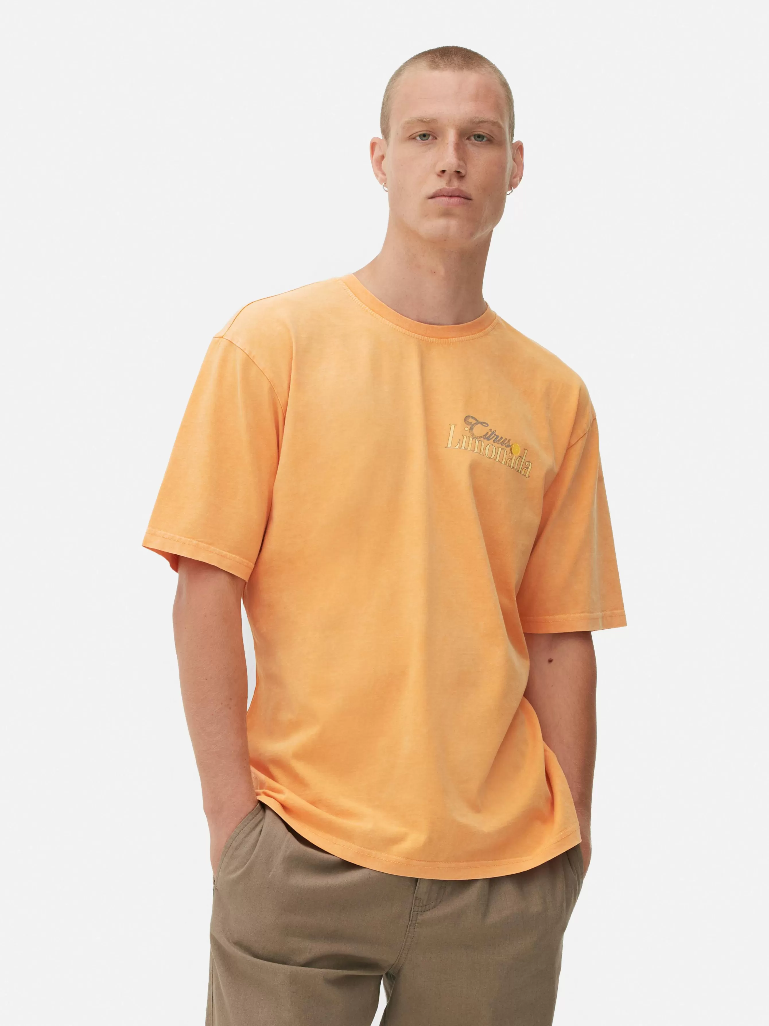 Shop Primark T-shirt Délavé Citrus Limonada Orange