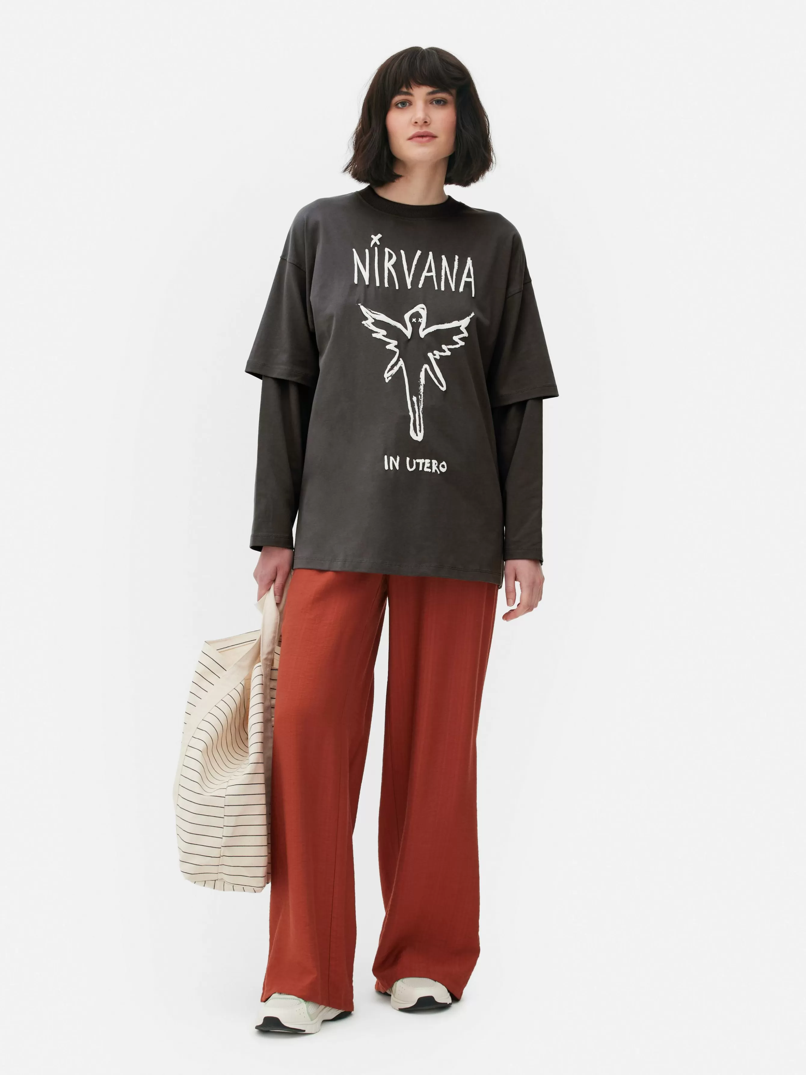 Hot Primark T-shirt Double épaisseur Nirvana Anthracite