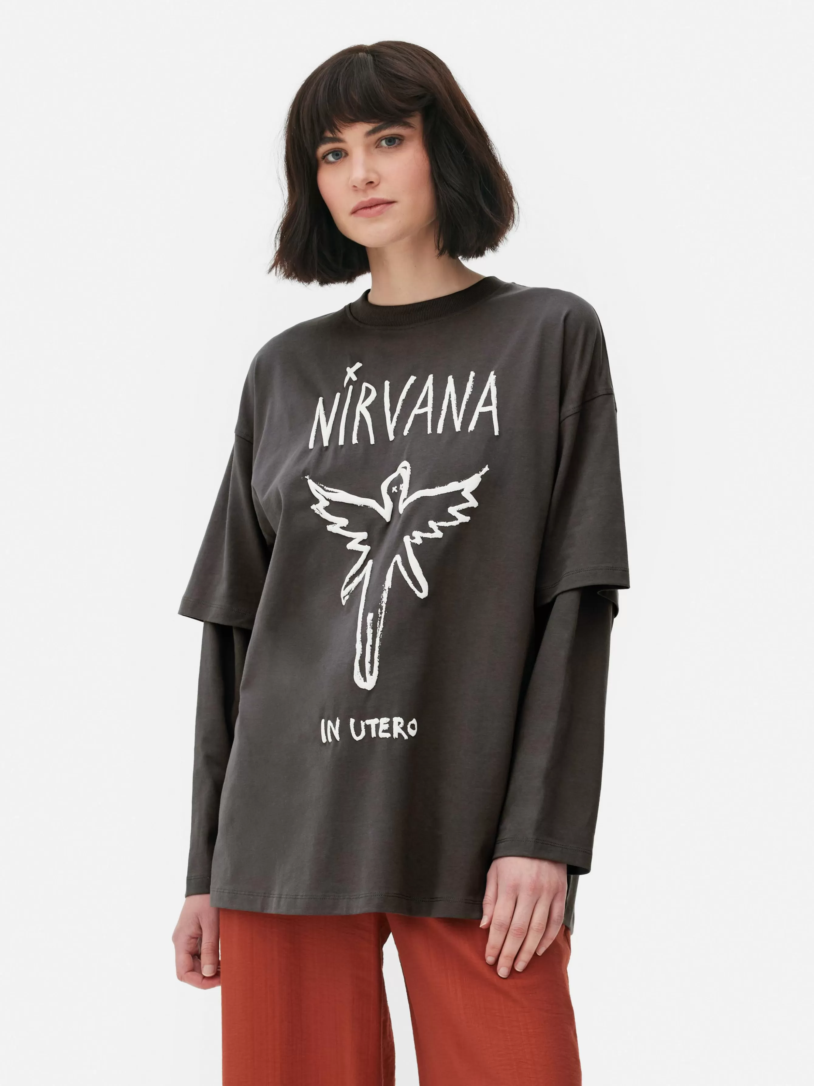 Hot Primark T-shirt Double épaisseur Nirvana Anthracite