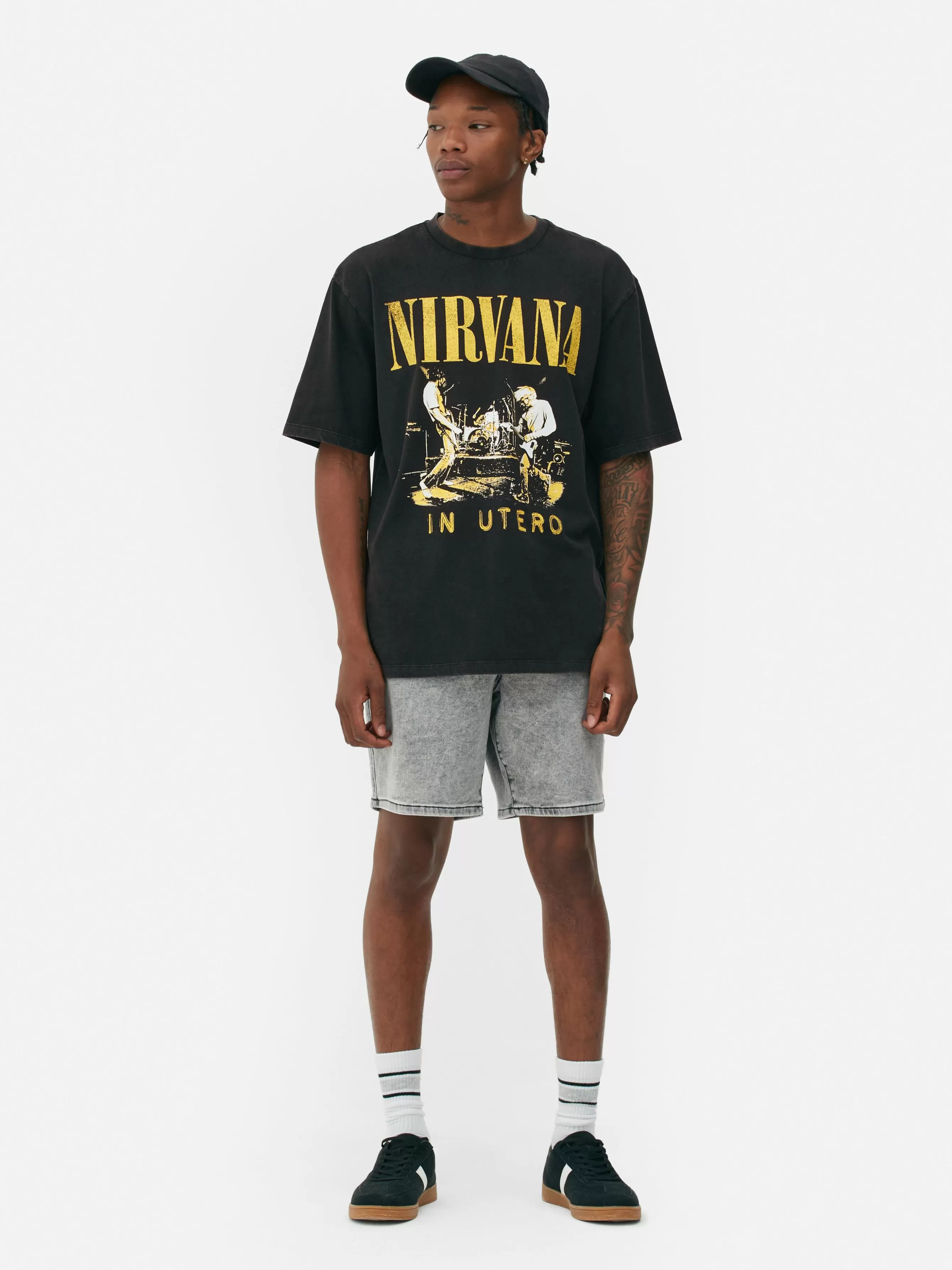 Discount Primark T-shirt Effet Délavé Nirvana Noir