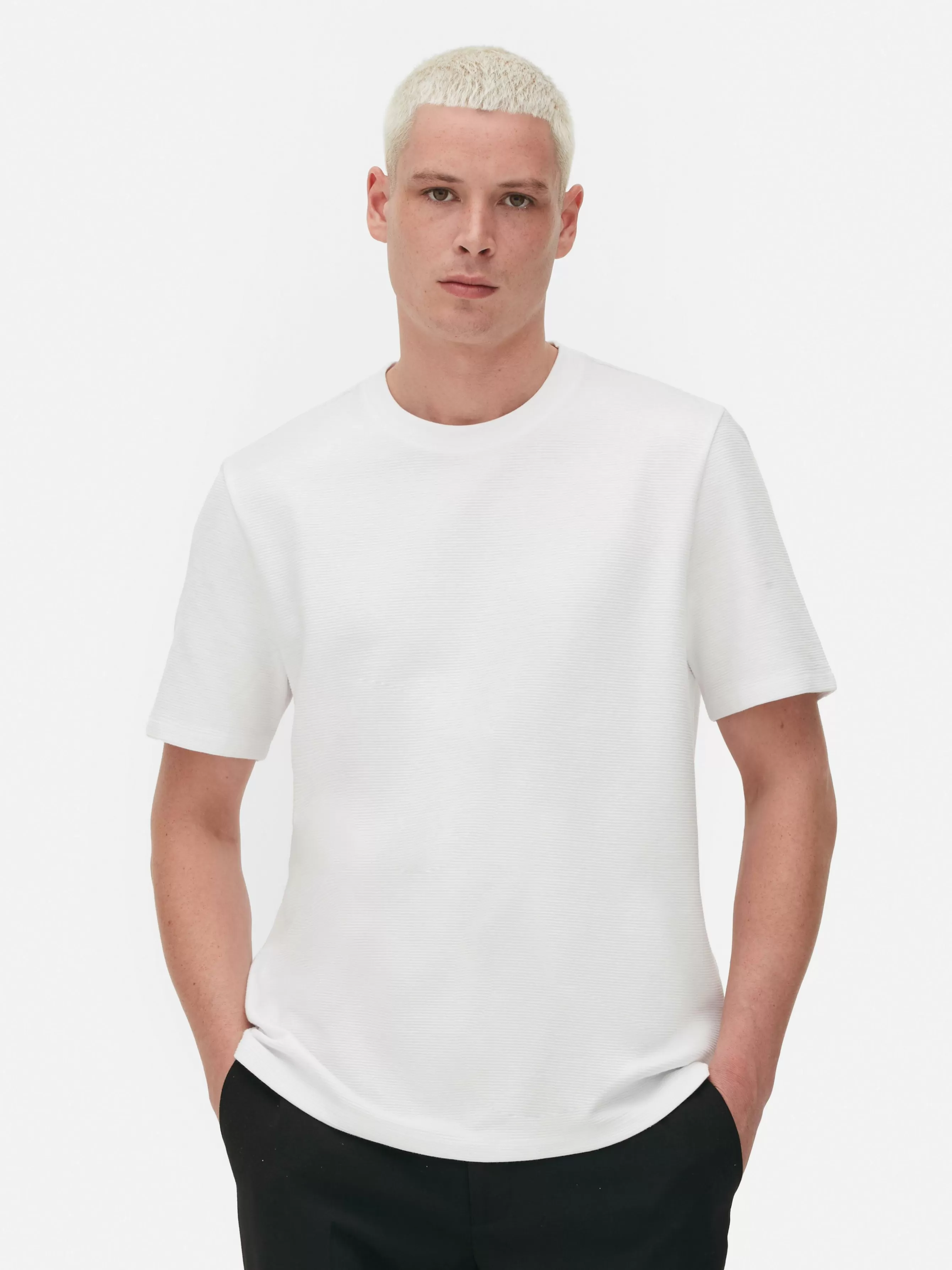 Online Primark T-shirt En Maille Ottoman Côtelée Blanc