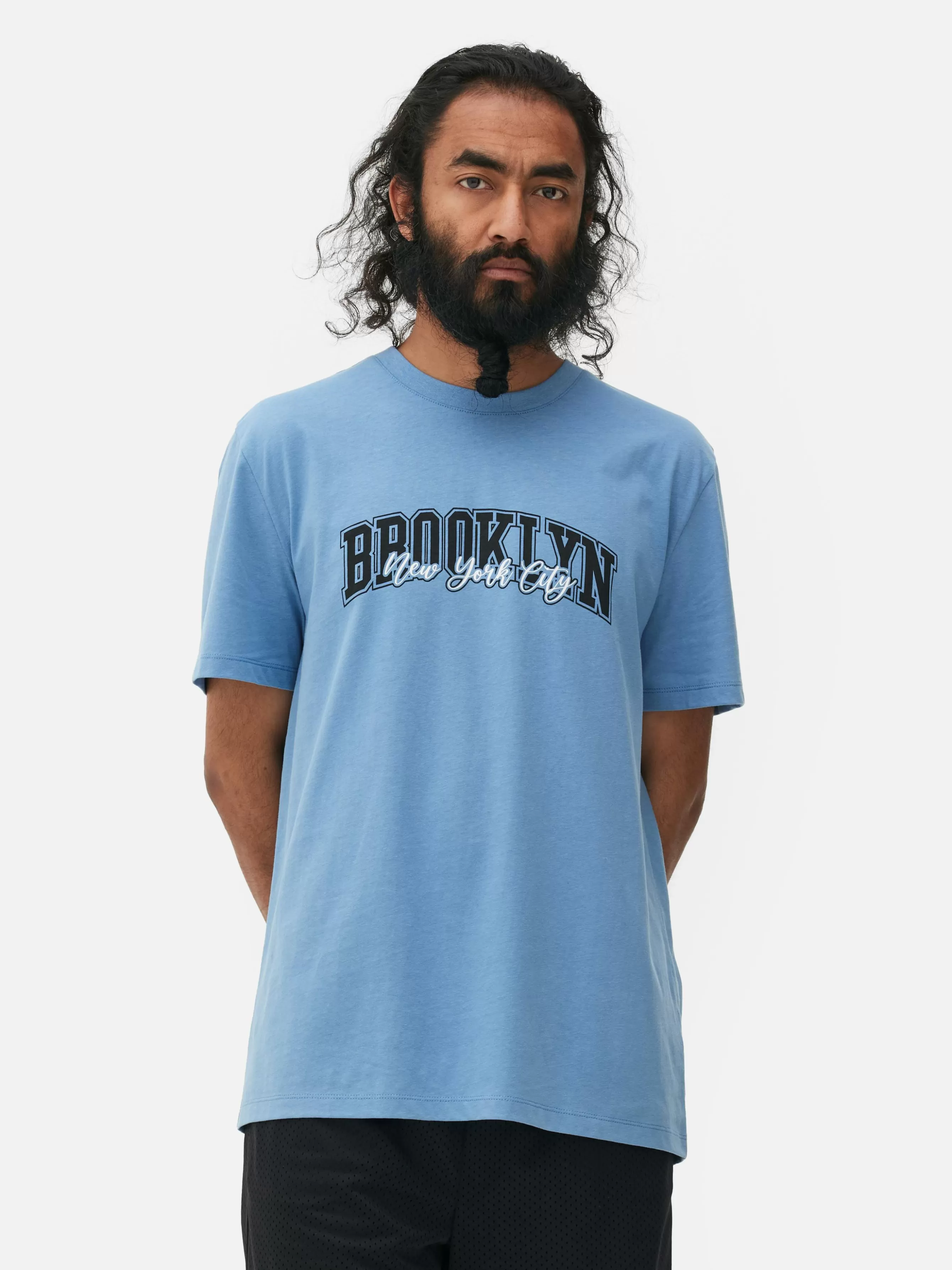 New Primark T-shirt Graphique Brooklyn Bleu