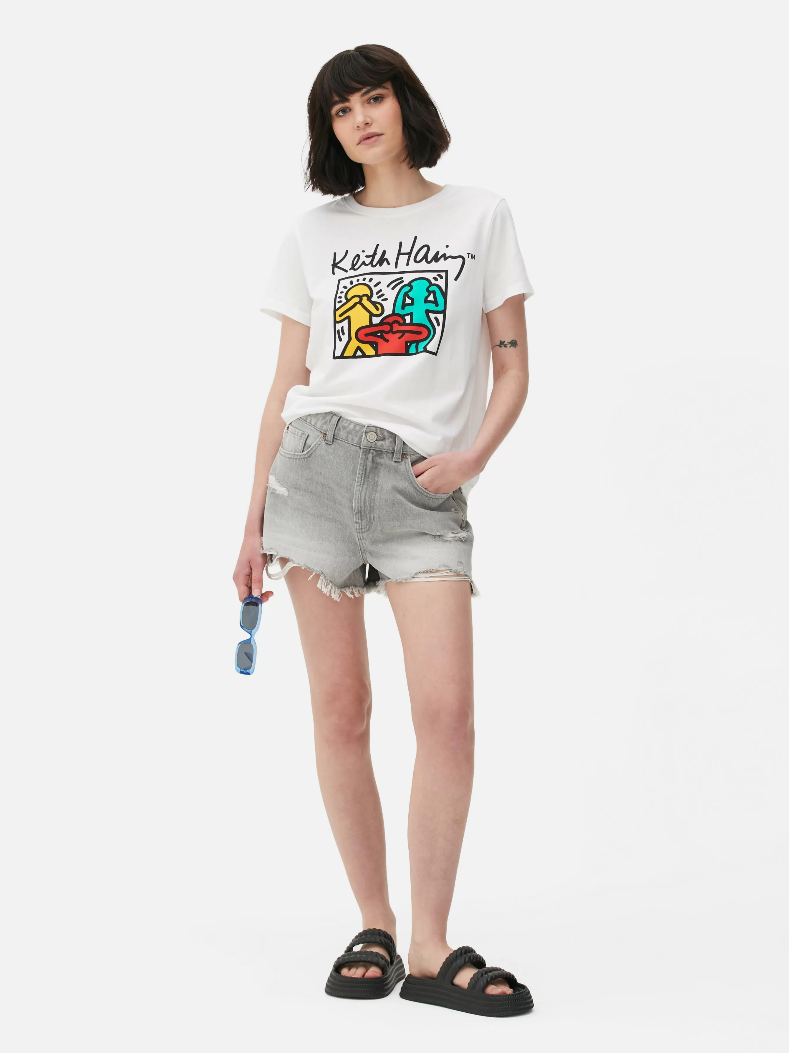 Best Sale Primark T-shirt Graphique Keith Haring Blanc