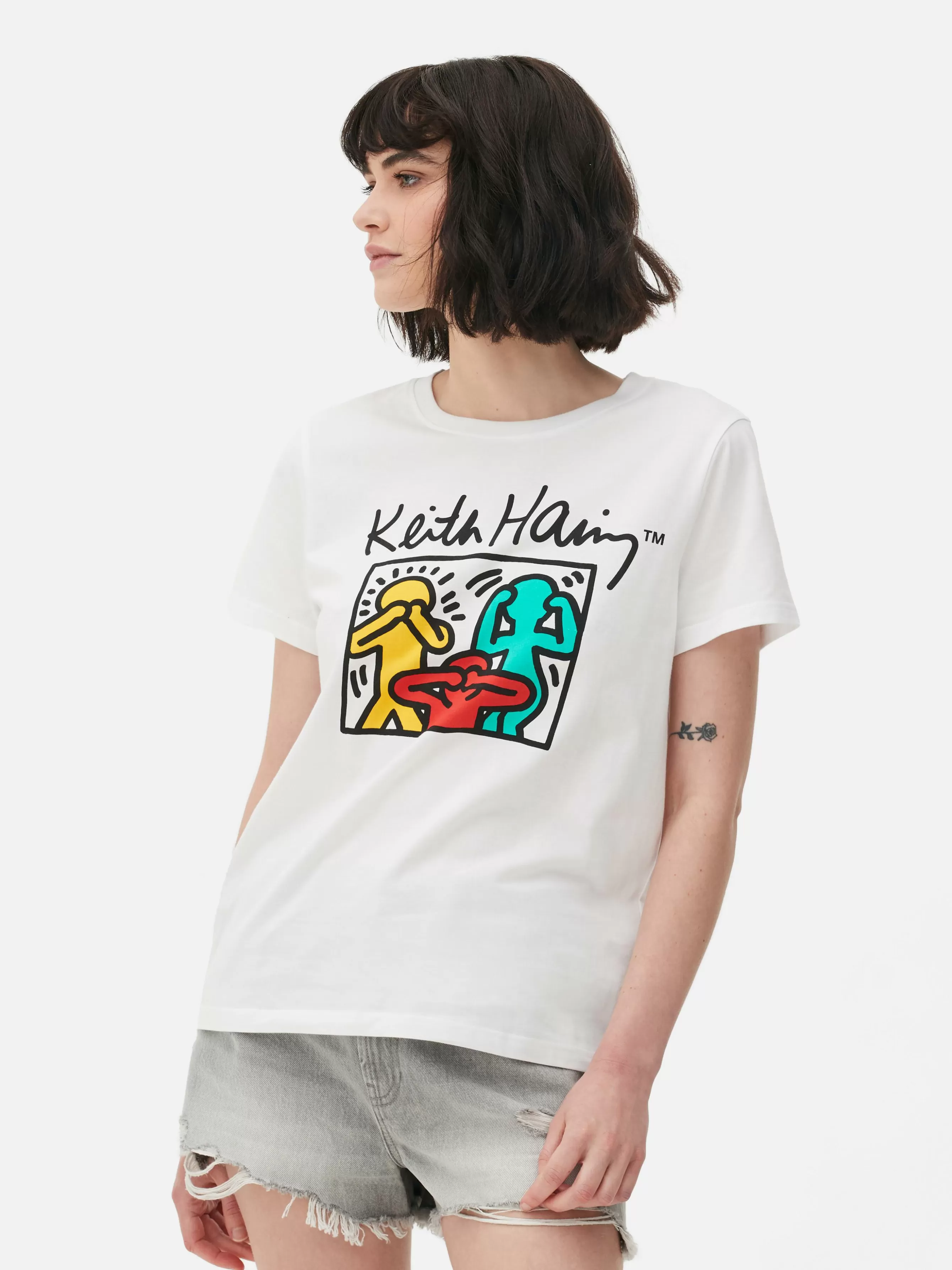 Best Sale Primark T-shirt Graphique Keith Haring Blanc