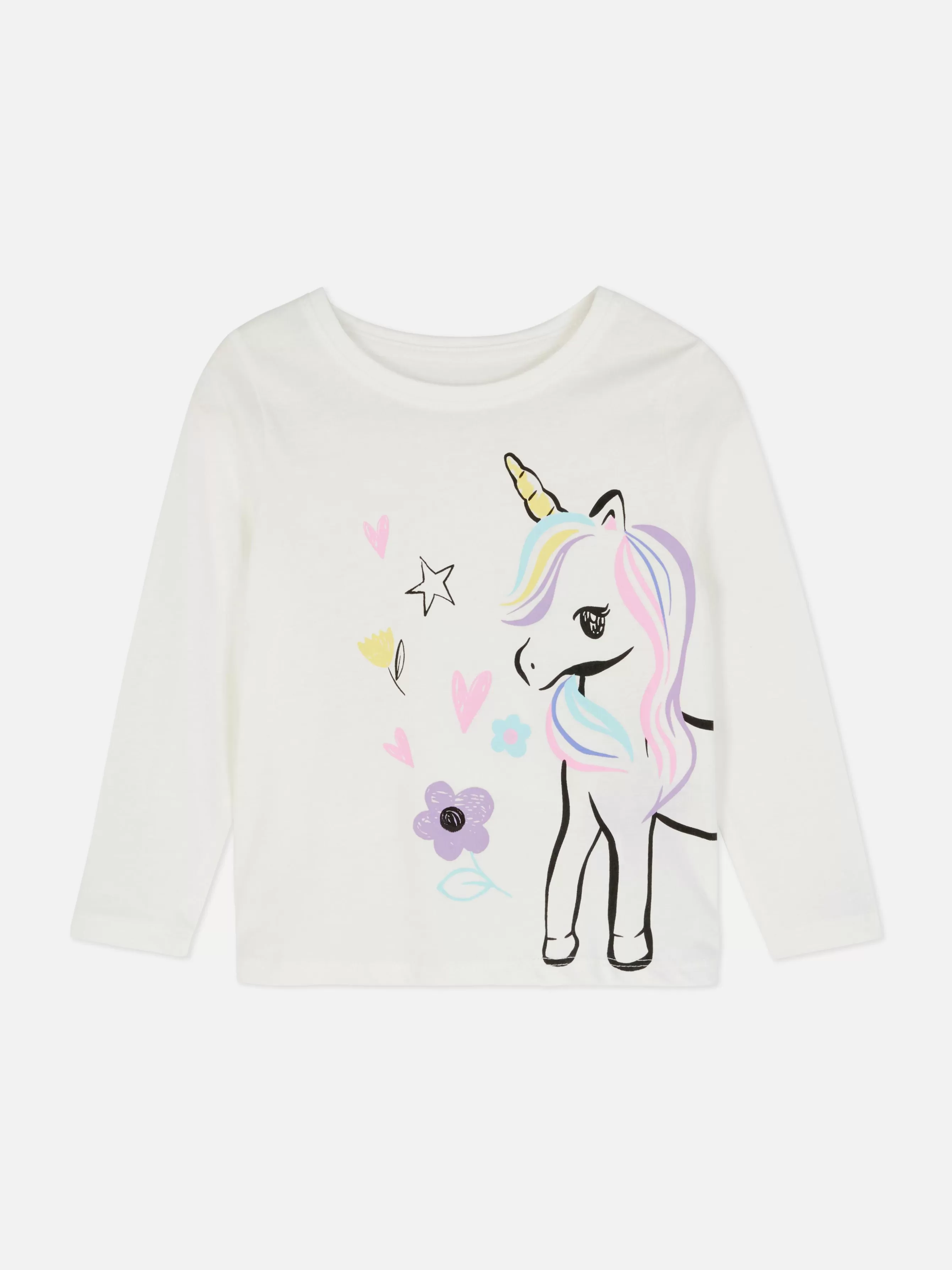 Cheap Primark T-shirt Graphique Licorne Blanc