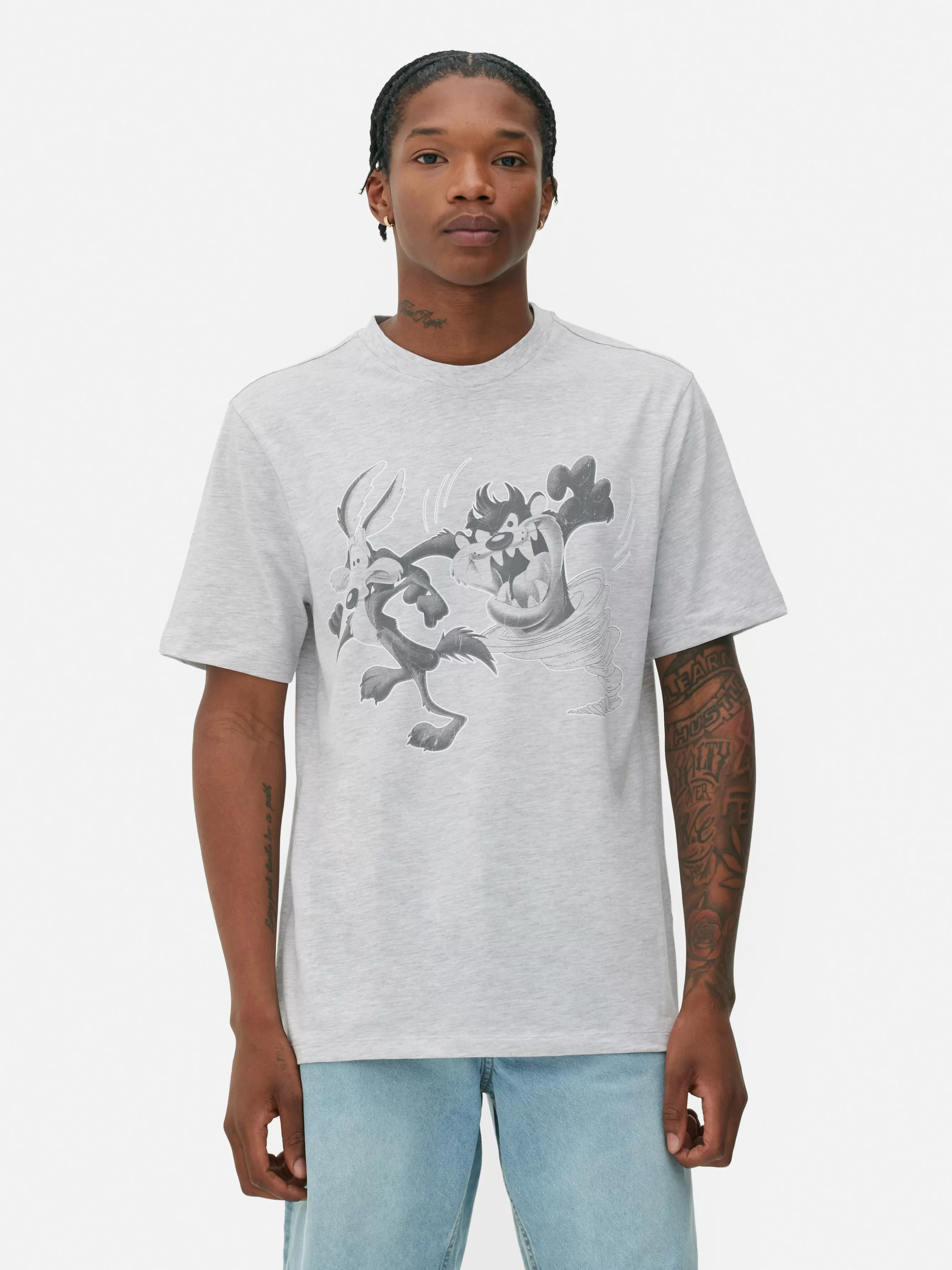 Outlet Primark T-shirt Graphique Looney Tunes Gris chiné