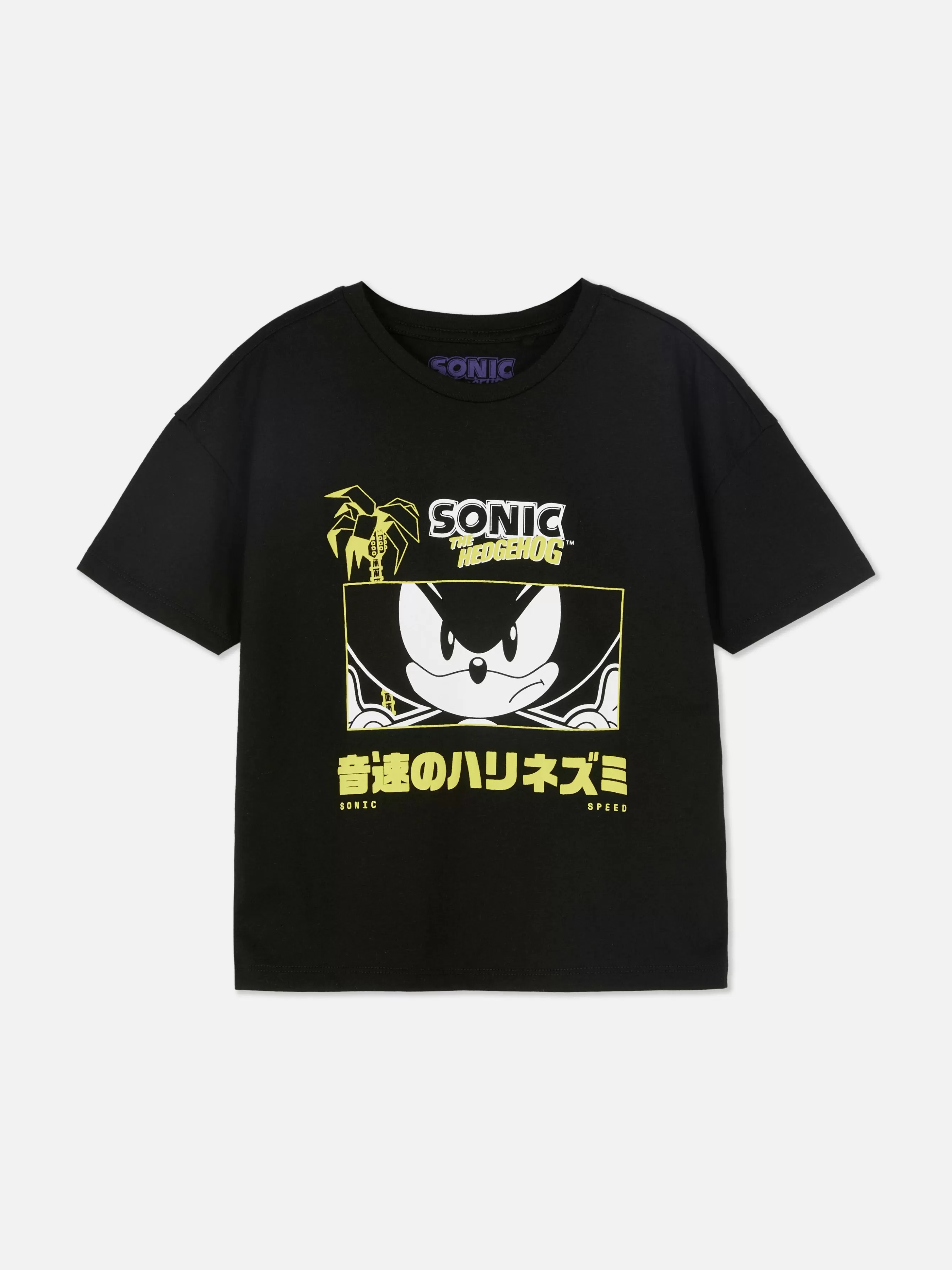 Fashion Primark T-shirt Graphique Sonic Le Hérisson Noir