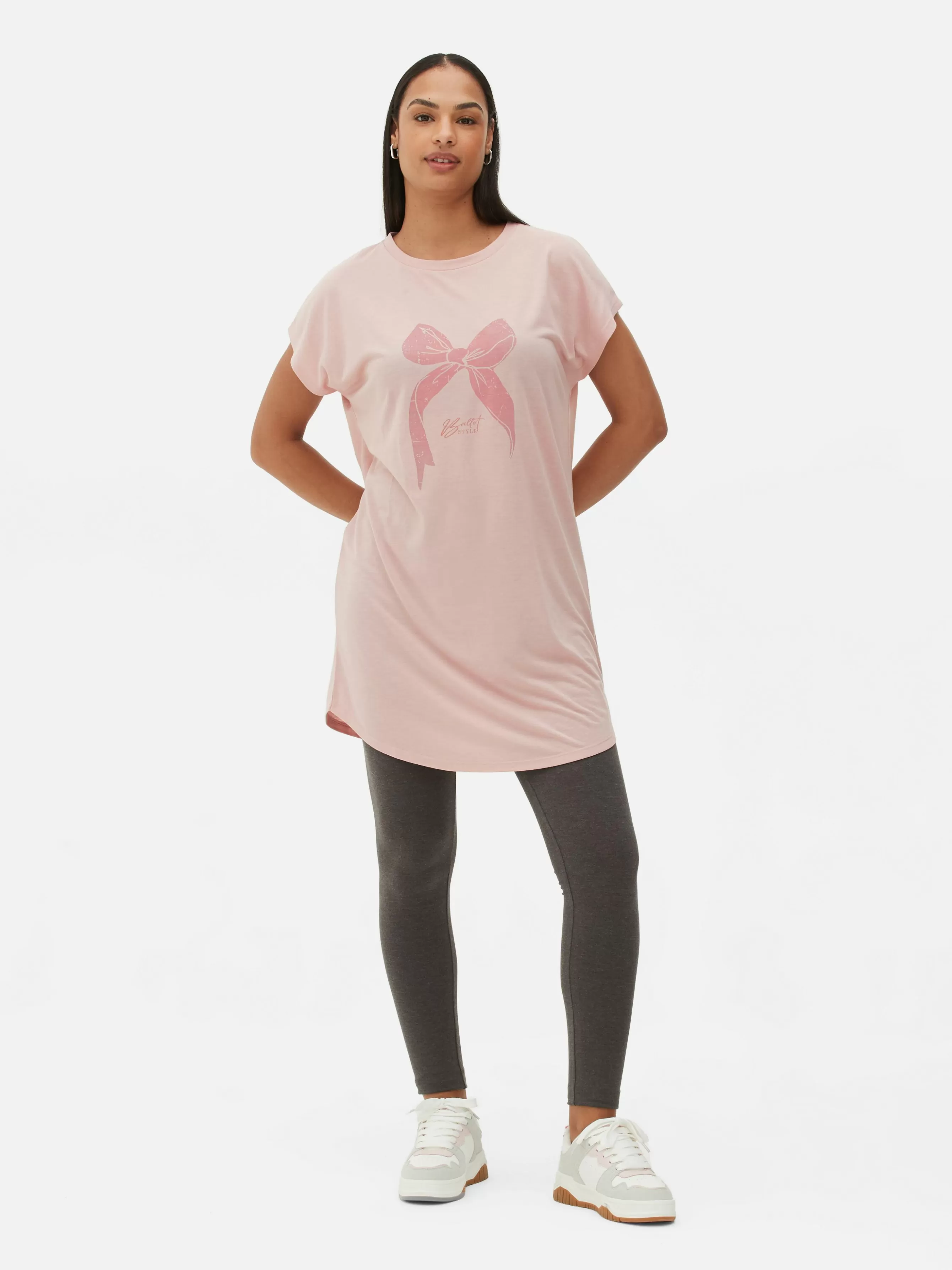 Flash Sale Primark T-shirt Long à Col Ras-du-cou Rose clair