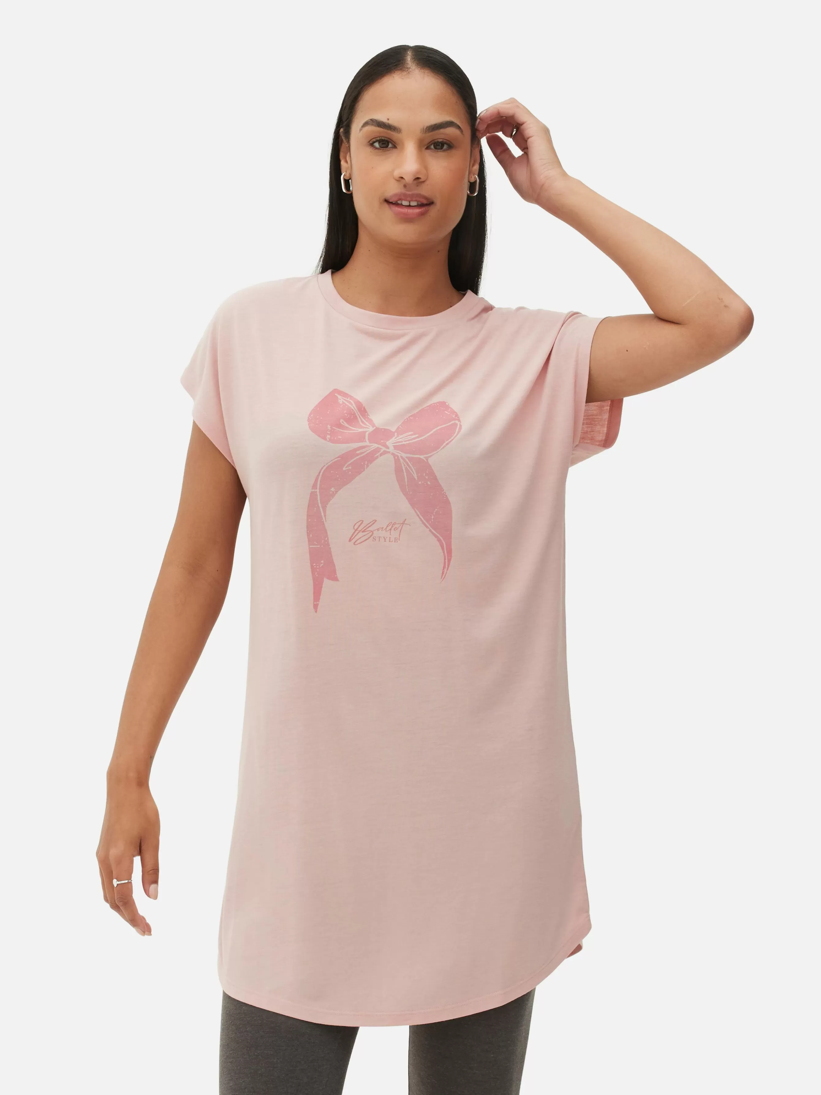 Flash Sale Primark T-shirt Long à Col Ras-du-cou Rose clair