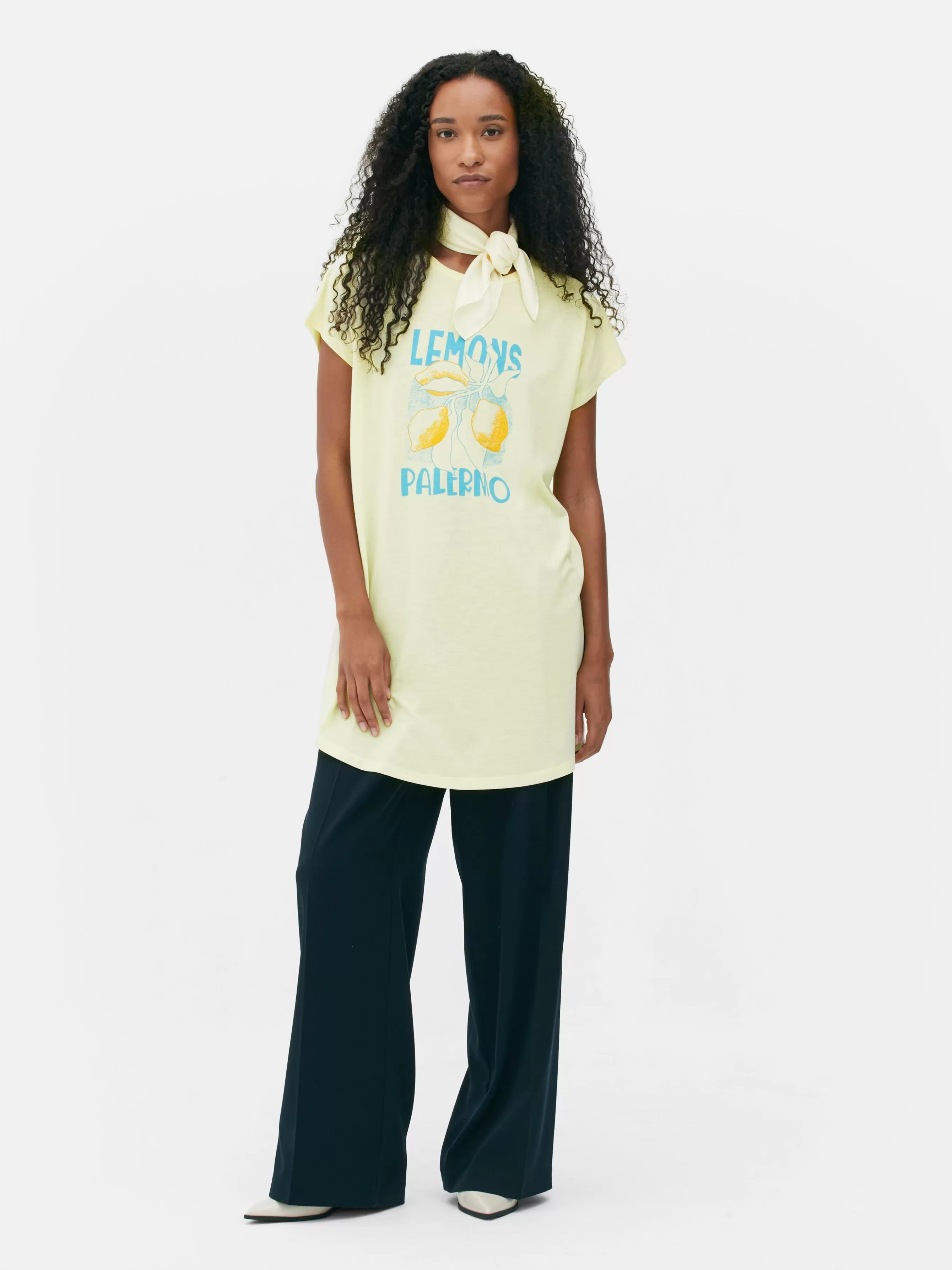 Hot Primark T-shirt Long En Jersey Jaune citron