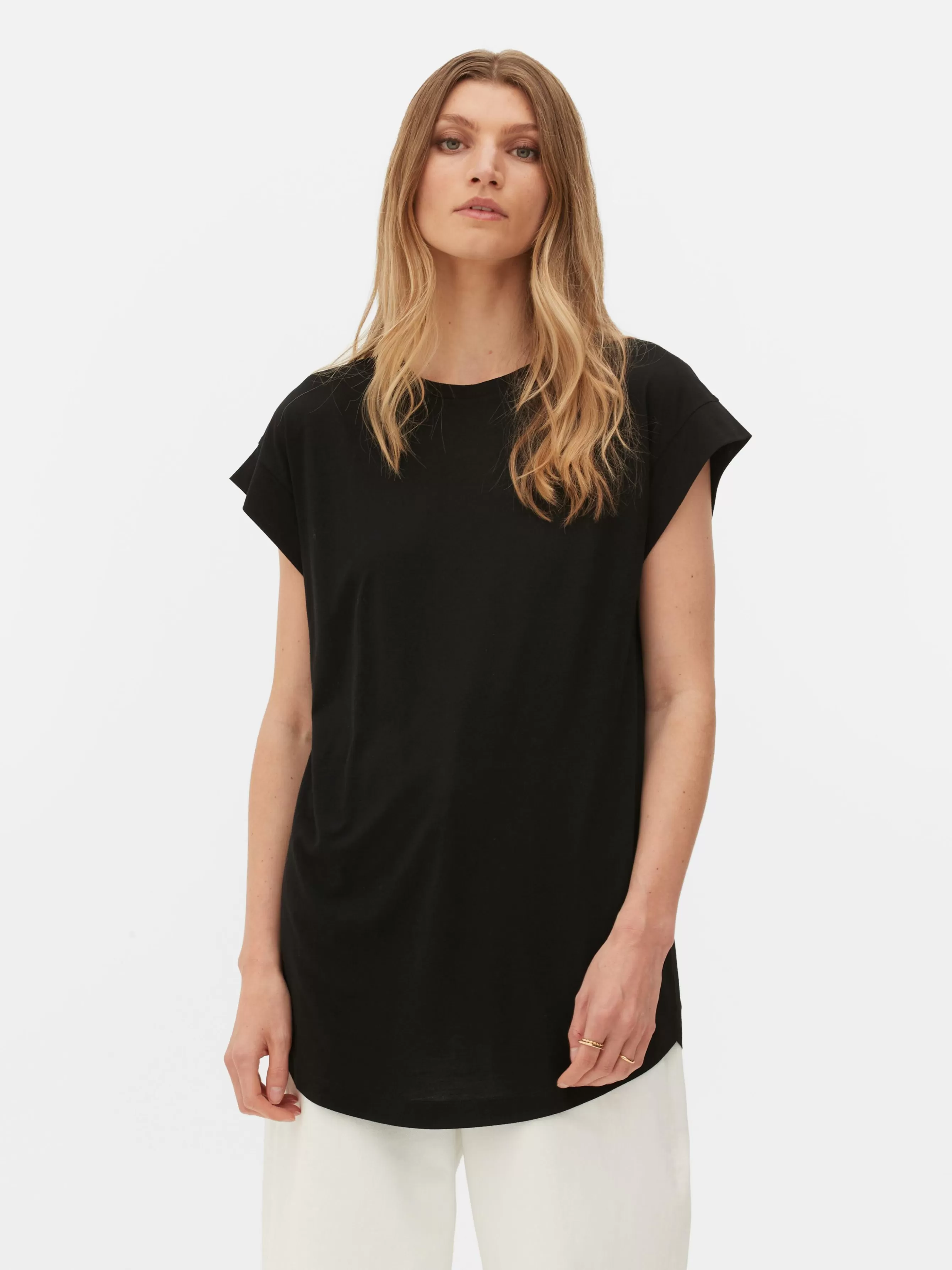 New Primark T-shirt Long Essential Noir