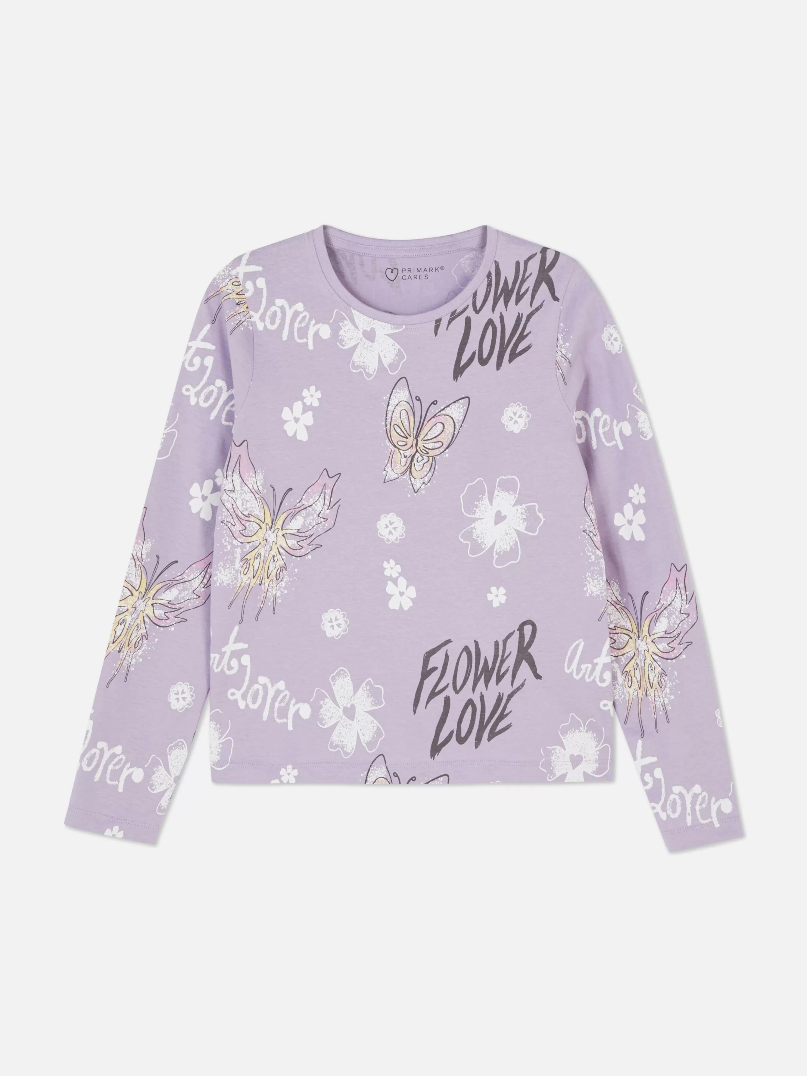 New Primark T-shirt Manches Longues à Motifs Lilas