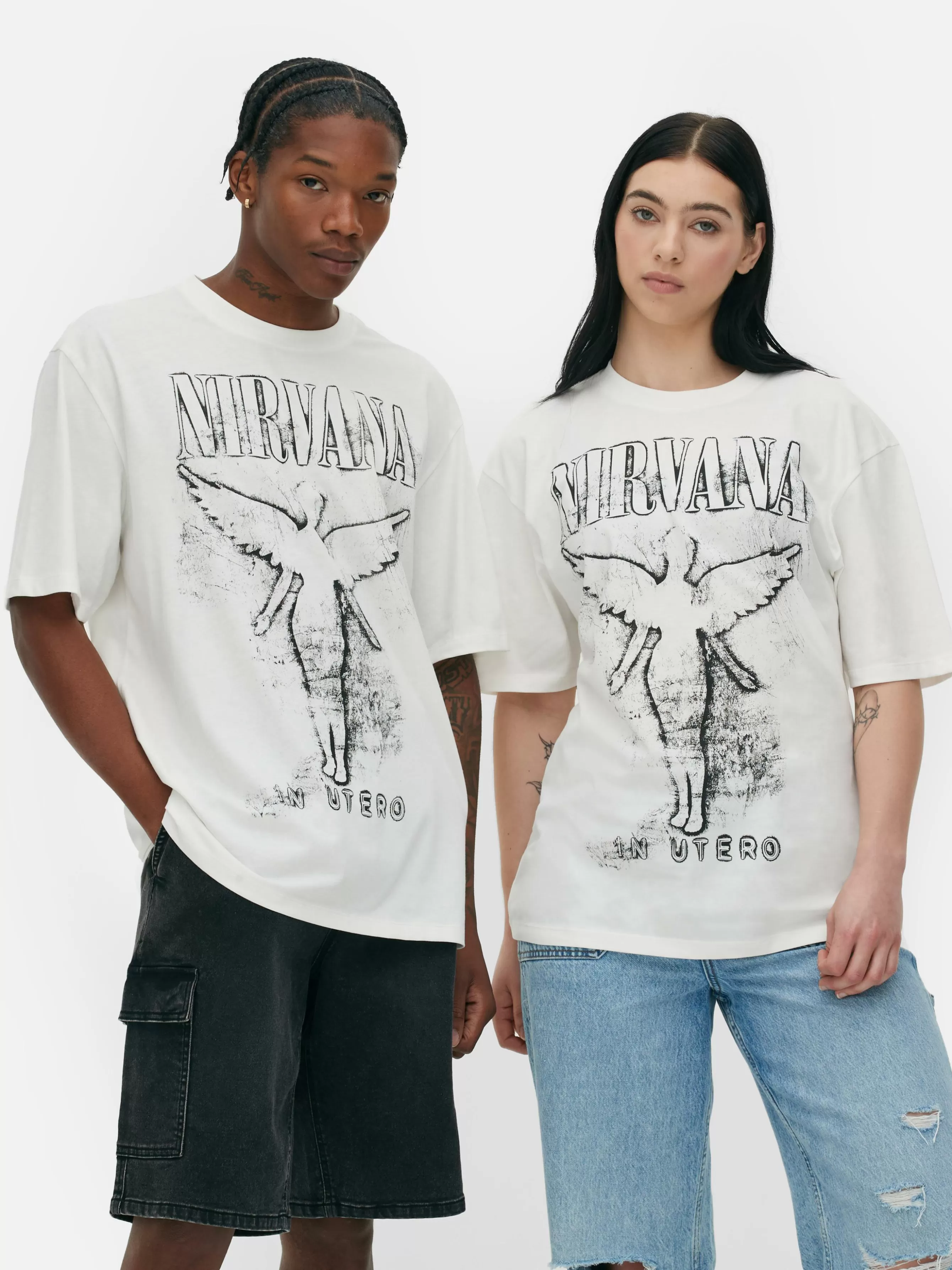 Shop Primark T-shirt Nirvana Tour Écru