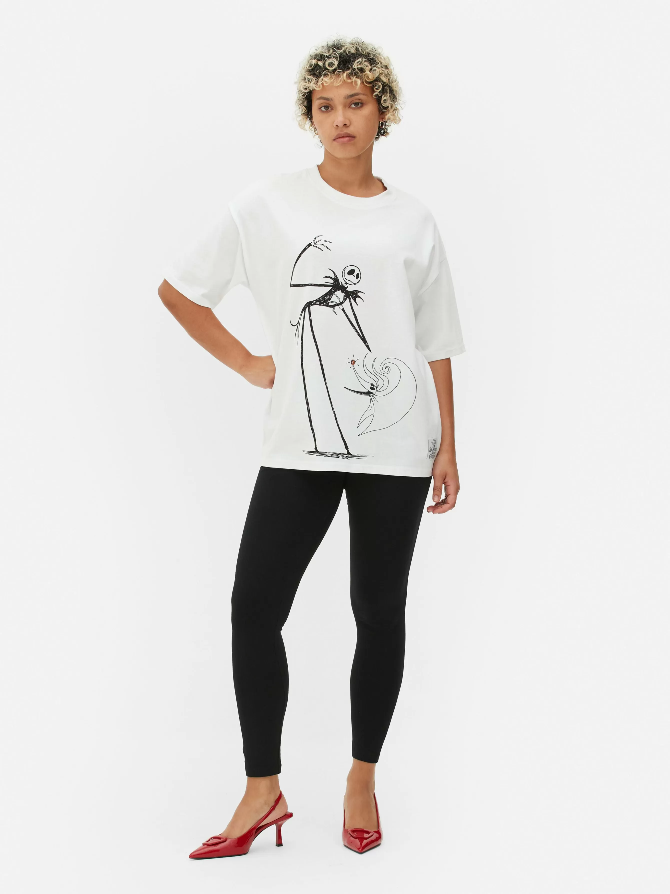 Sale Primark T-shirt Oversize Disney L’Étrange Noël De Monsieur Jack De Tim Burton Blanc