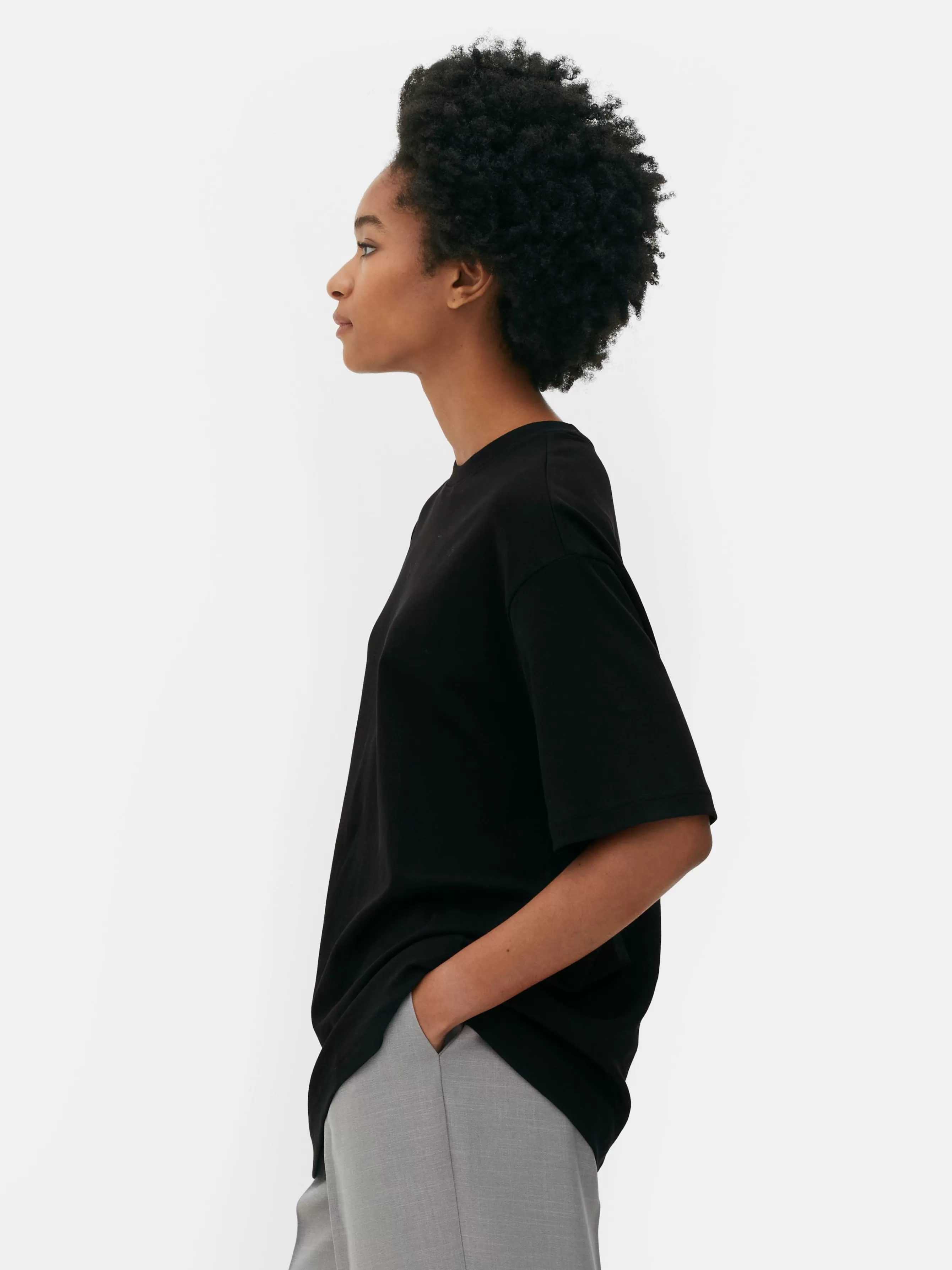 Cheap Primark T-shirt Oversize En Jersey Incontournable Noir