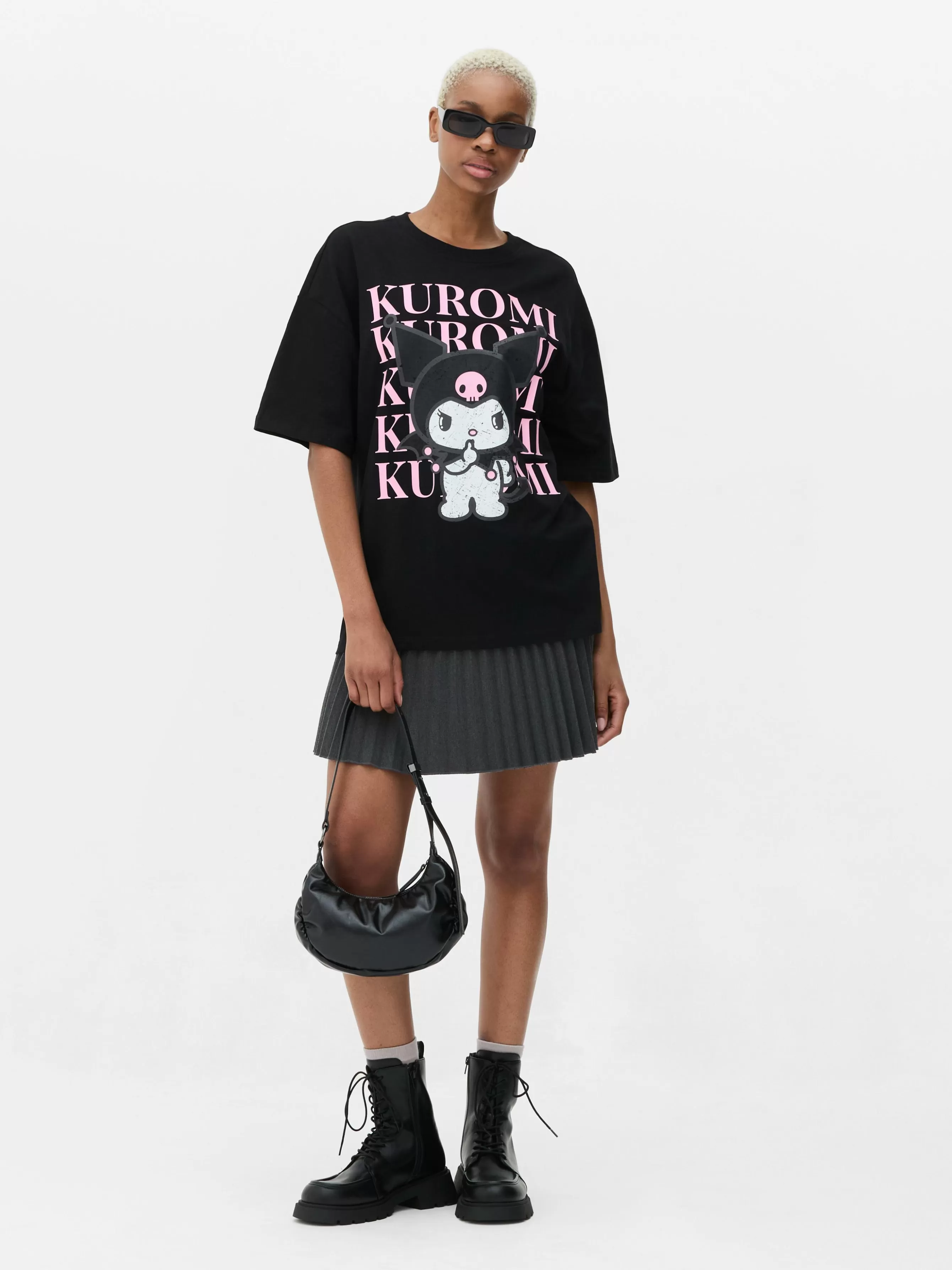 New Primark T-shirt Oversize Hello Kitty Kuromi Noir