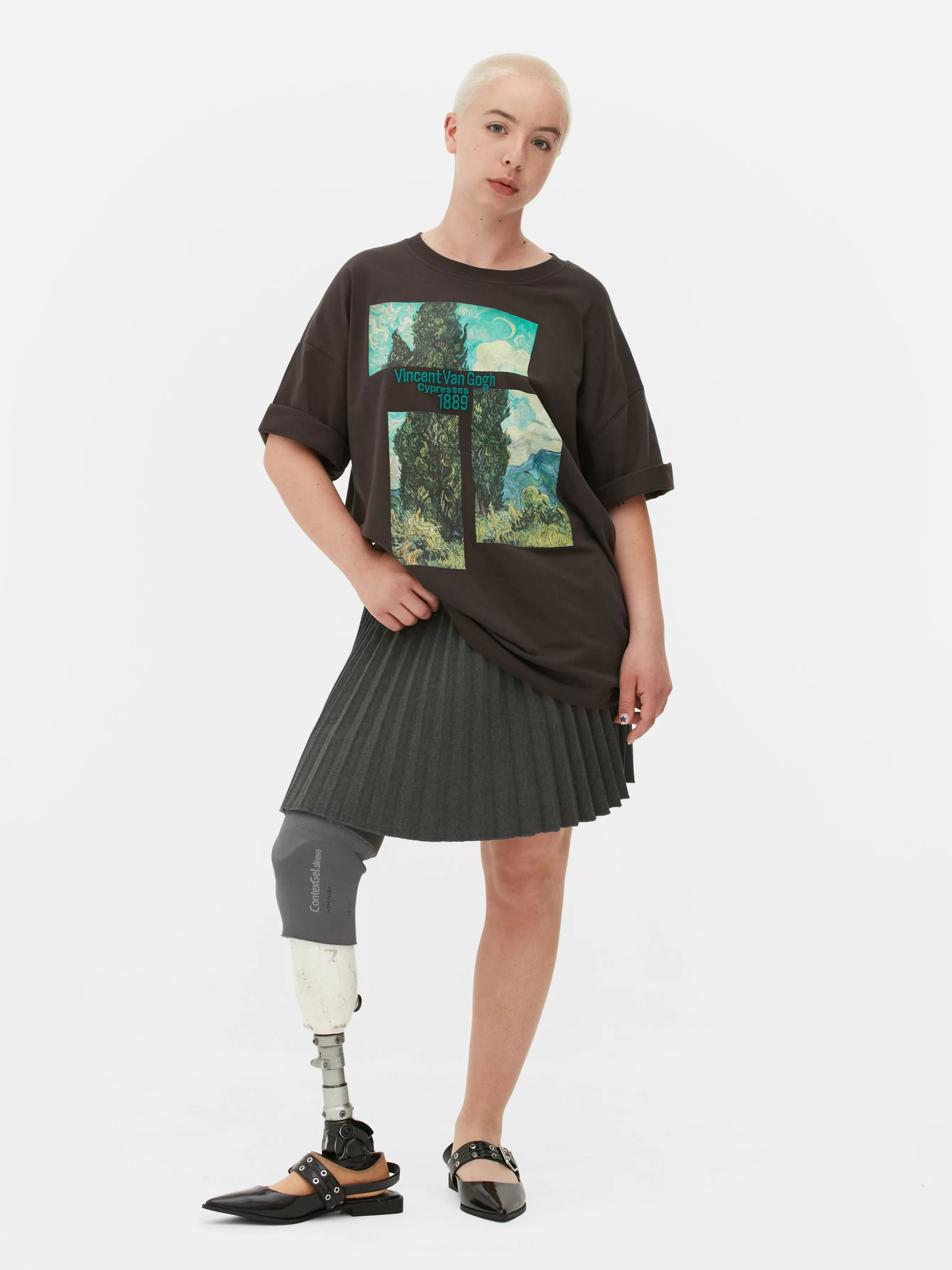 Sale Primark T-shirt Oversize Les Cyprès De Van Gogh Anthracite