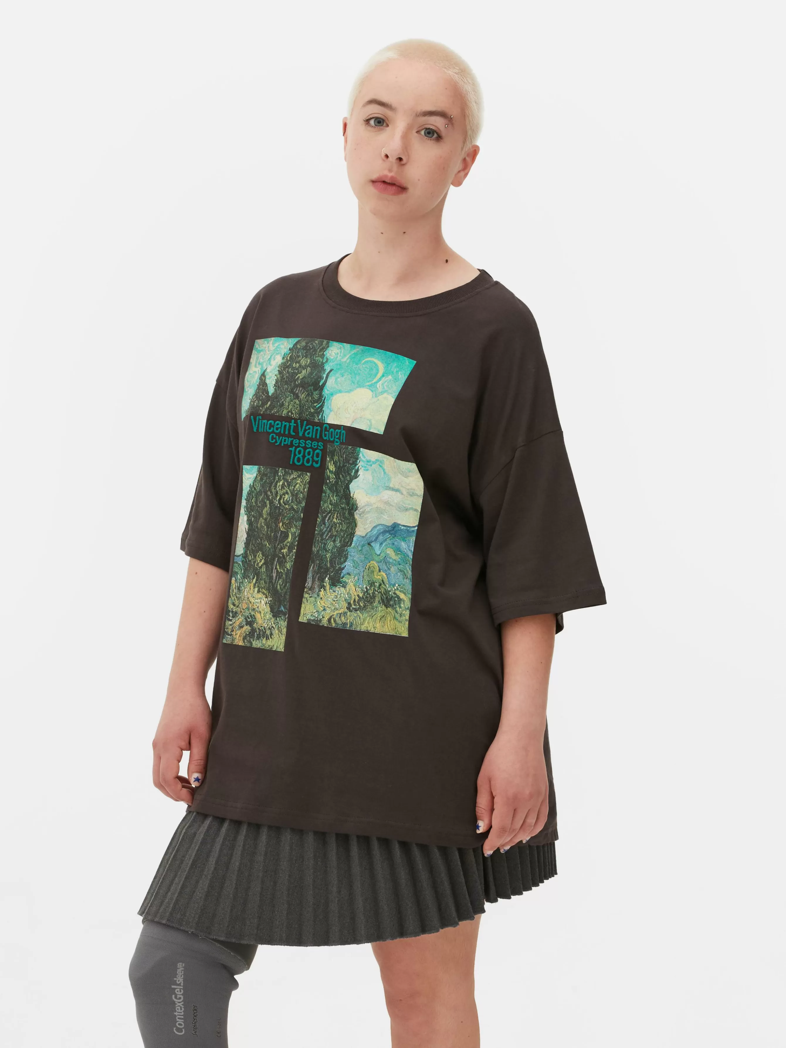 Sale Primark T-shirt Oversize Les Cyprès De Van Gogh Anthracite