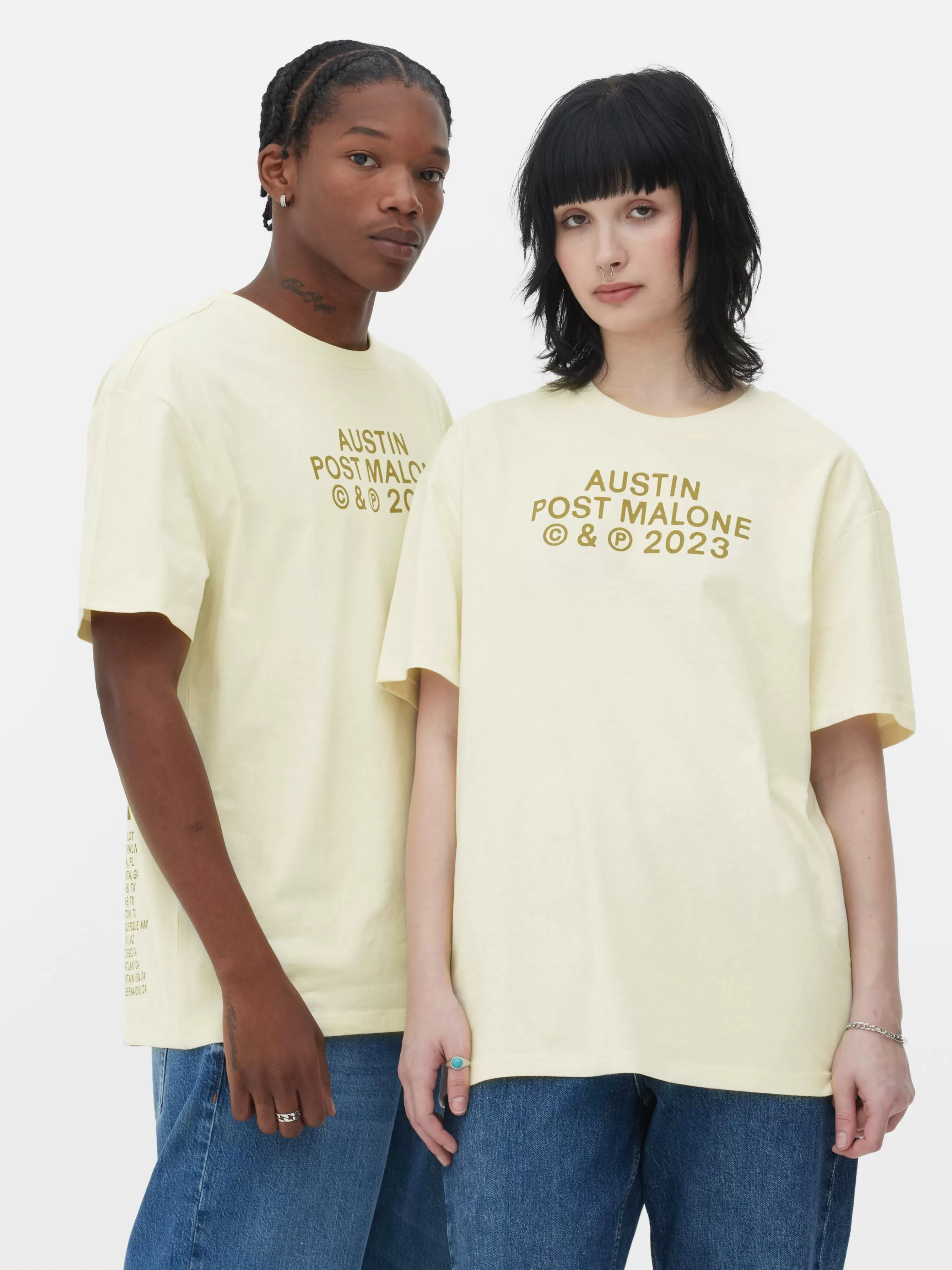 Sale Primark T-shirt Post Malone Austin Tournée 2023 Écru