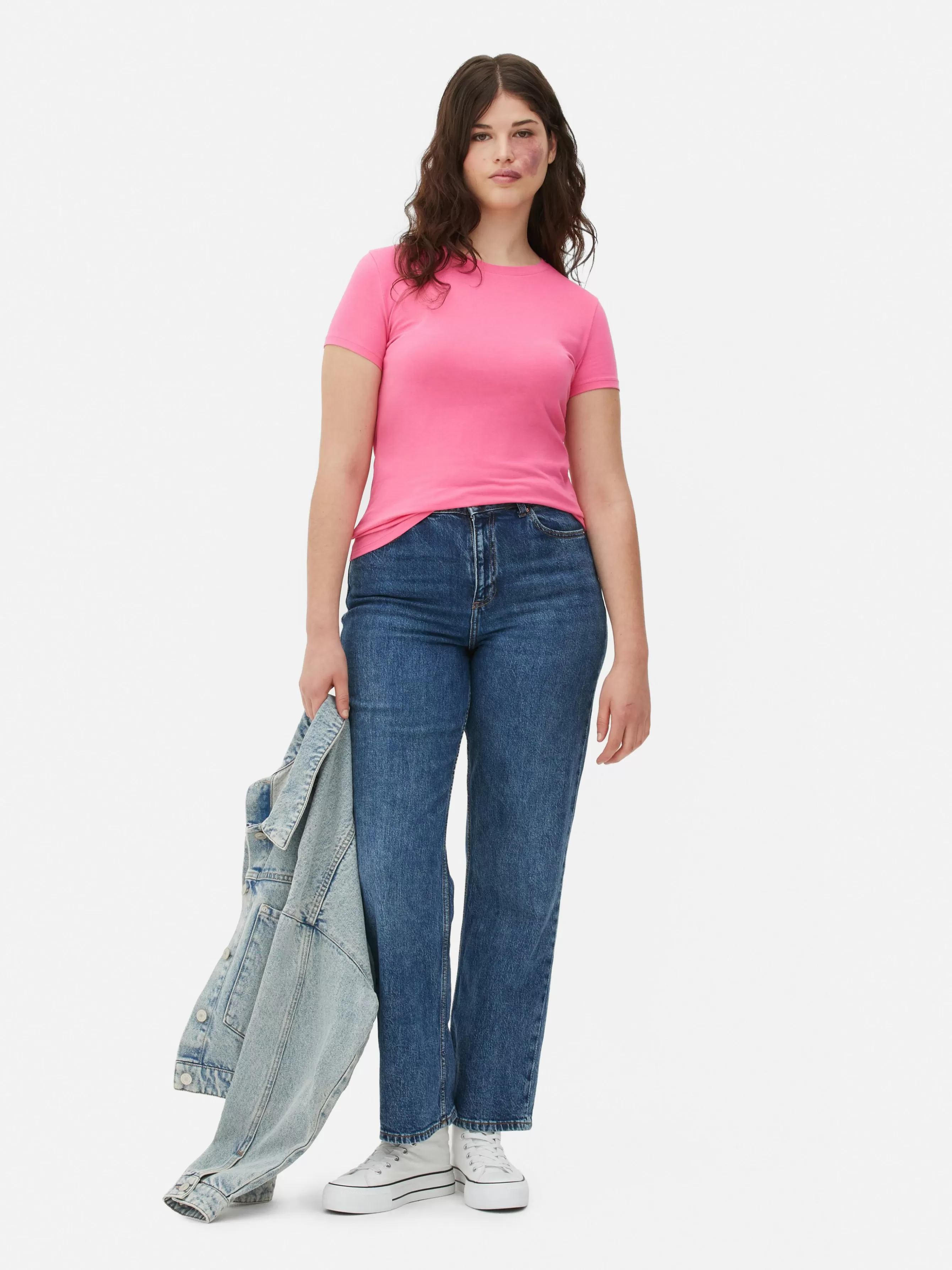 Flash Sale Primark T-shirt Stretch à Manches Courtes Rose vif