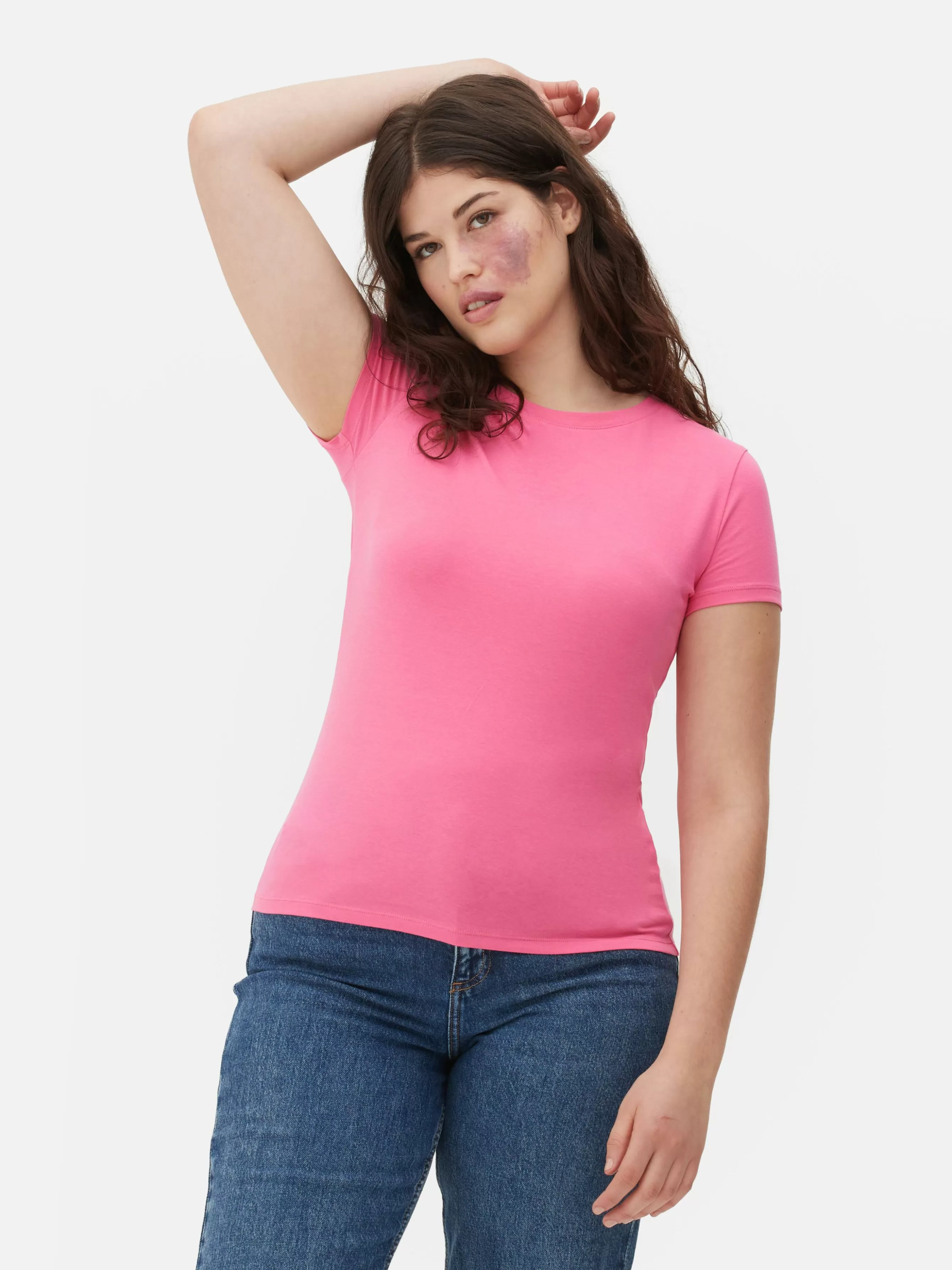 Flash Sale Primark T-shirt Stretch à Manches Courtes Rose vif