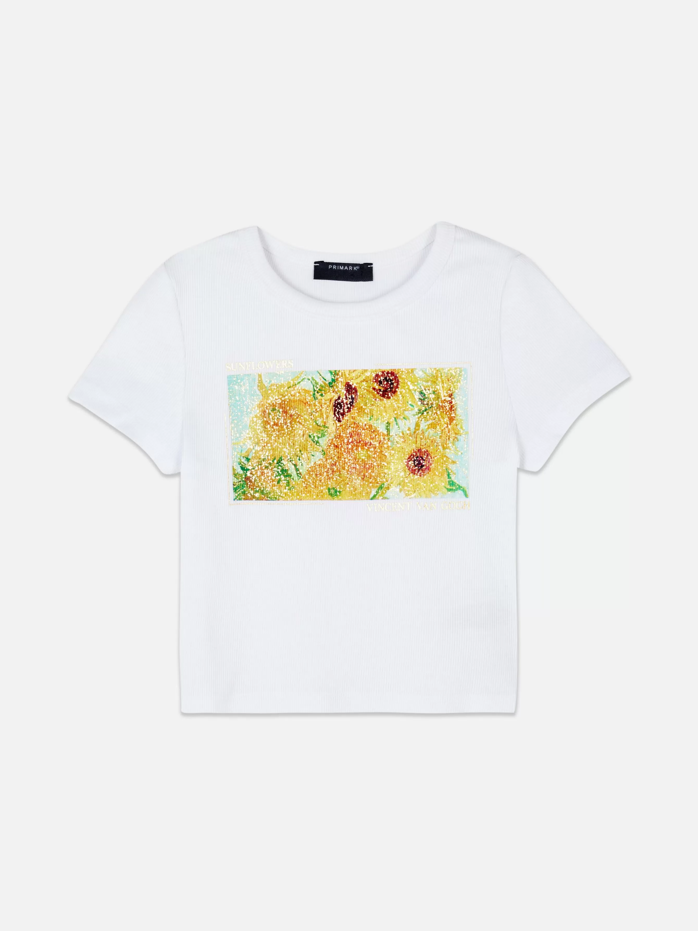 Shop Primark T-shirt Vincent Van Gogh Les Tournesols Blanc