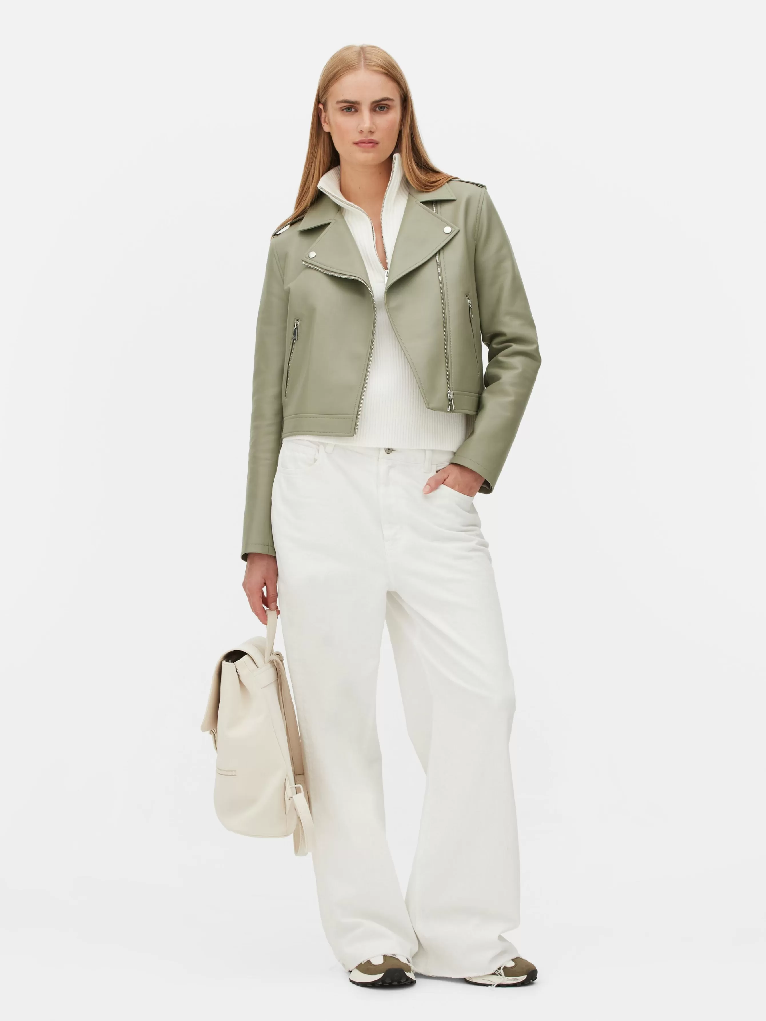 Hot Primark Veste Motard En Simili Cuir Essential Vert clair