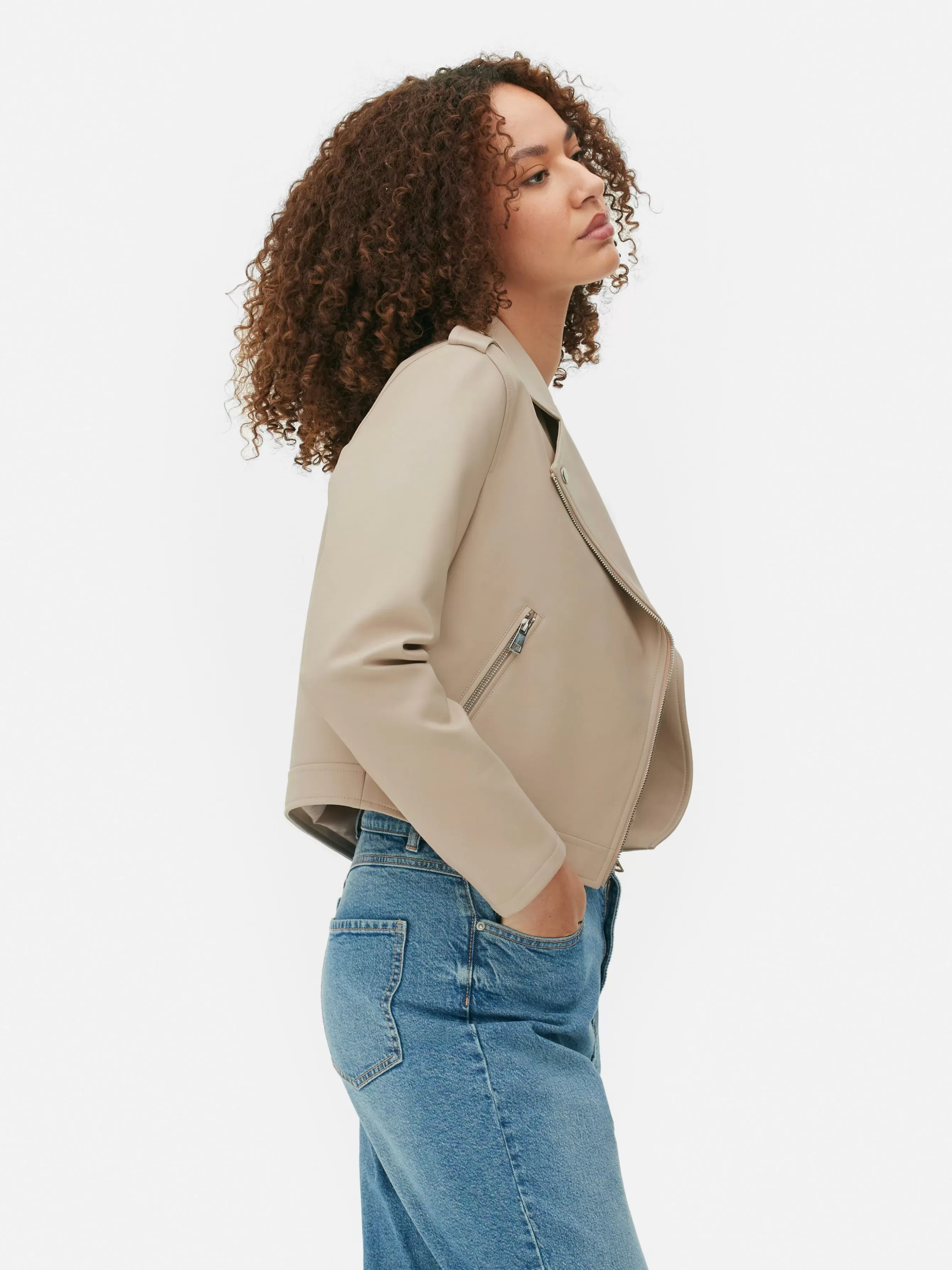 Outlet Primark Veste Motard En Simili Cuir Essential Nude