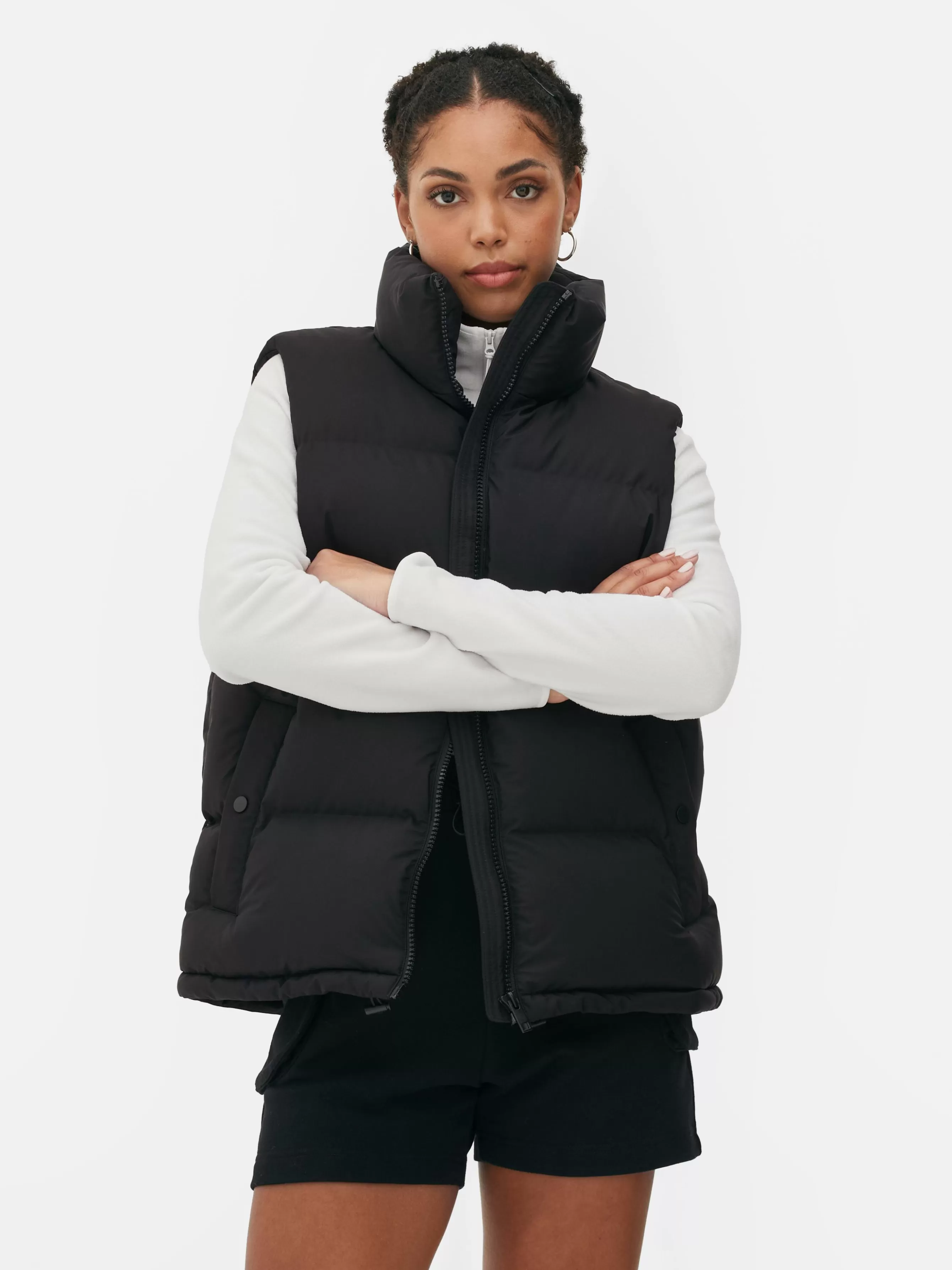 New Primark Veste Sans Manche Matelassée à Col Cheminée Noir